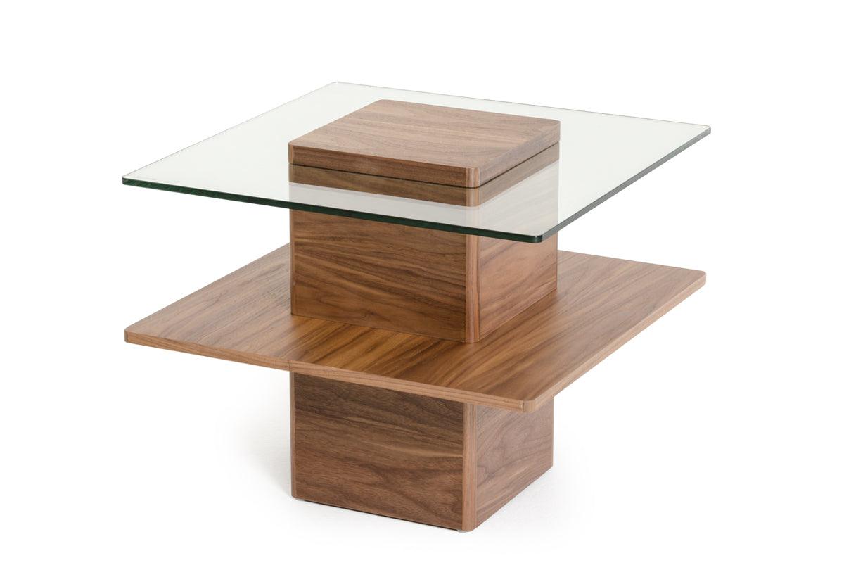 Modrest Clarion MidCentury and Glass End Table