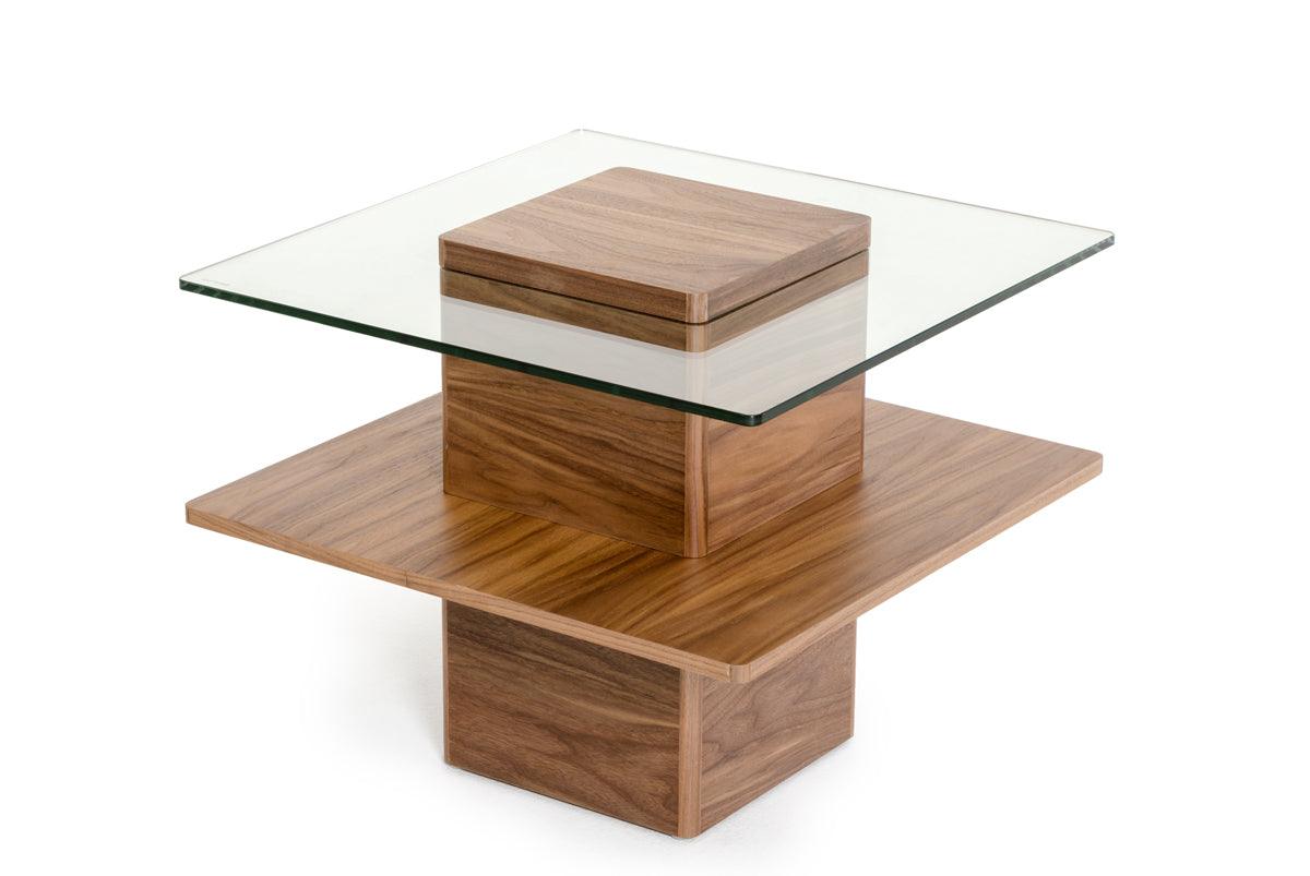 Modrest Clarion MidCentury and Glass End Table