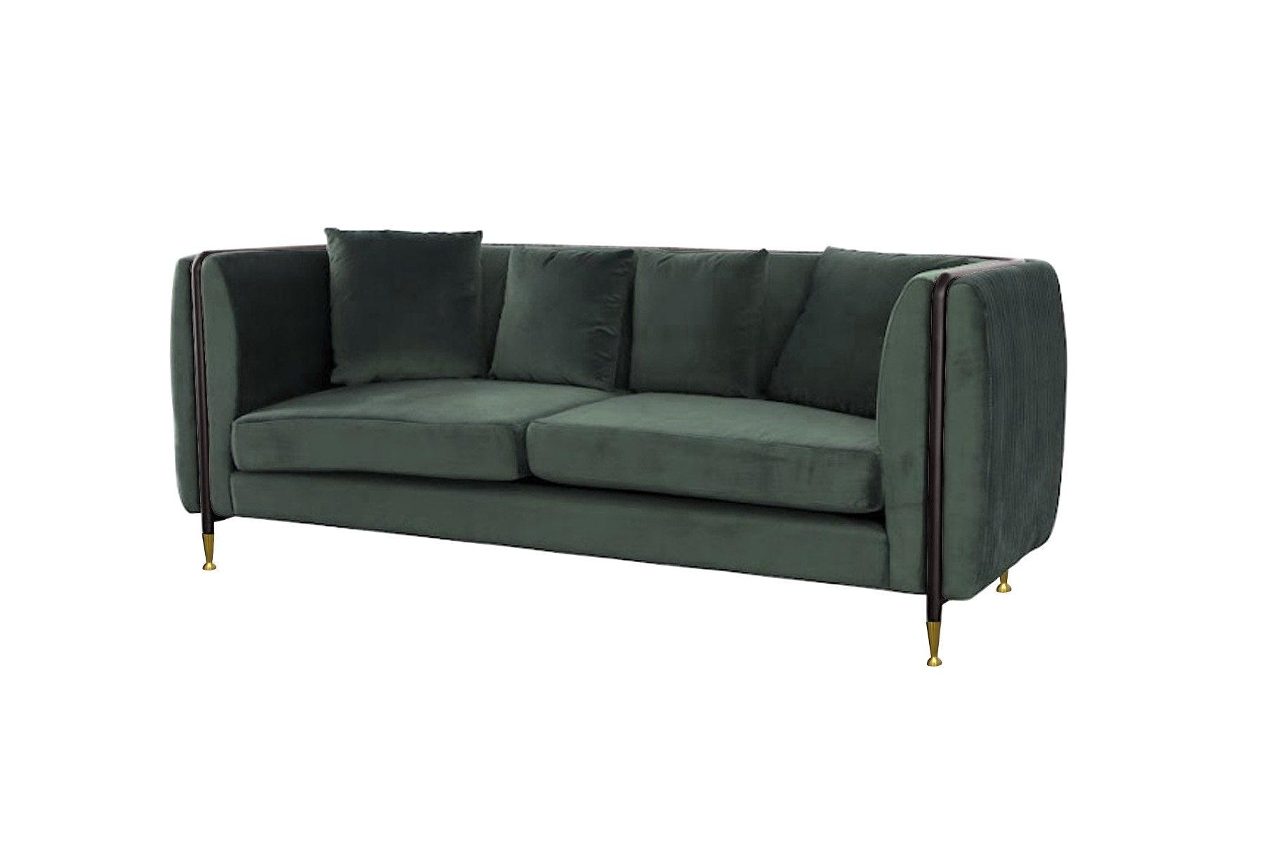 Divani Casa Oswego Modern Dark Jade Sofa