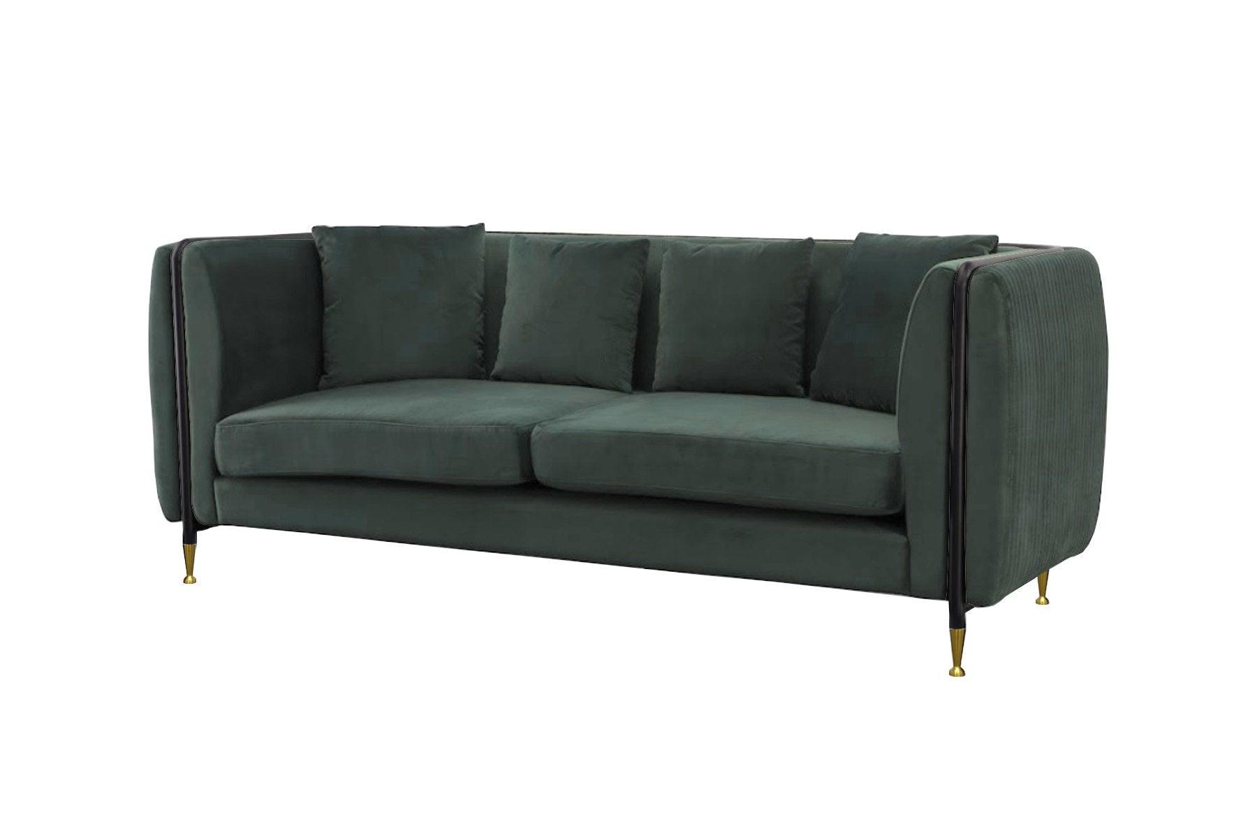 Divani Casa Oswego Modern Dark Jade Sofa