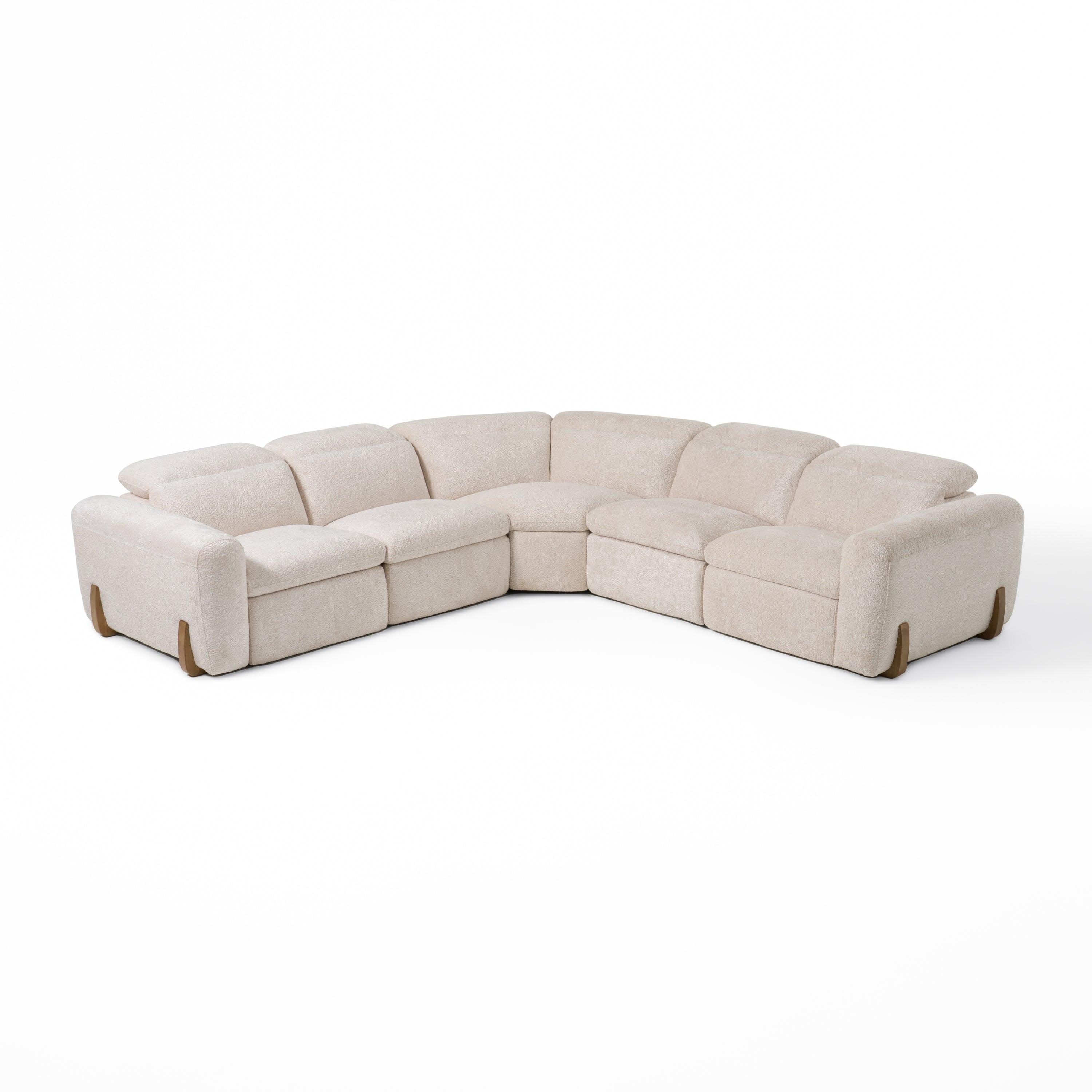 Divani Casa Conrad Modern Fabric Sectional With 3 Recliners