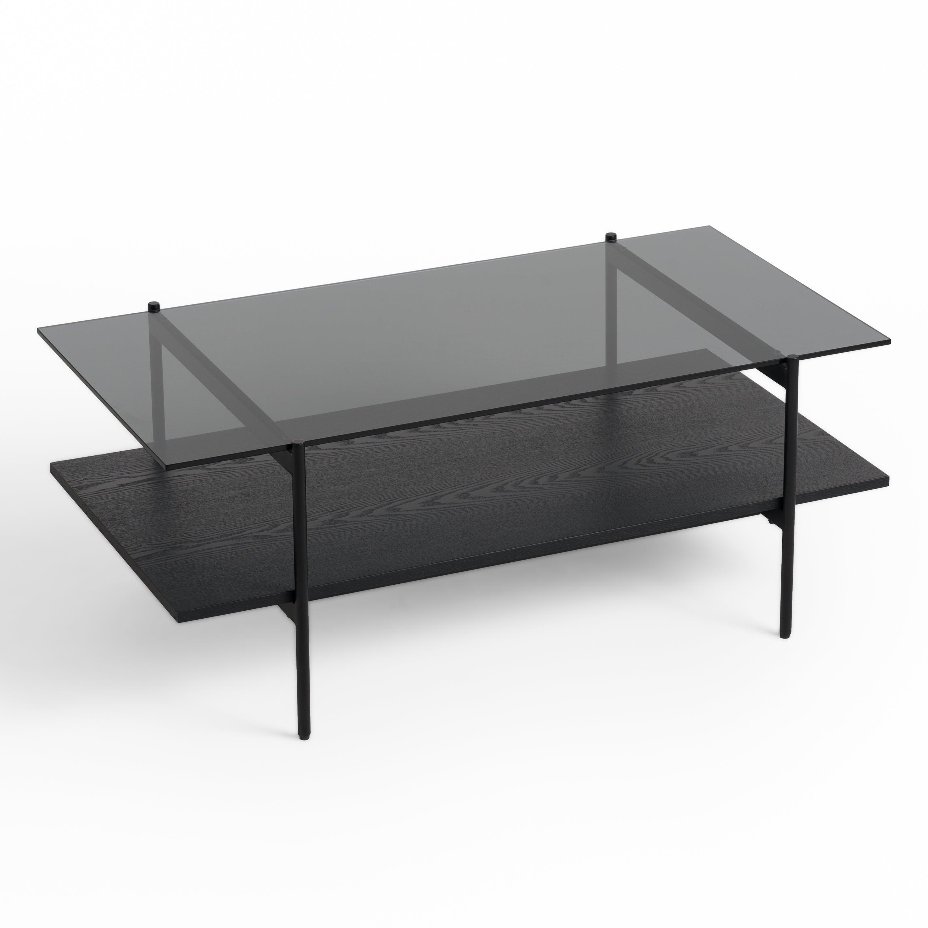 Modrest Conley MidCentury Modern Glass Ash Coffee Table