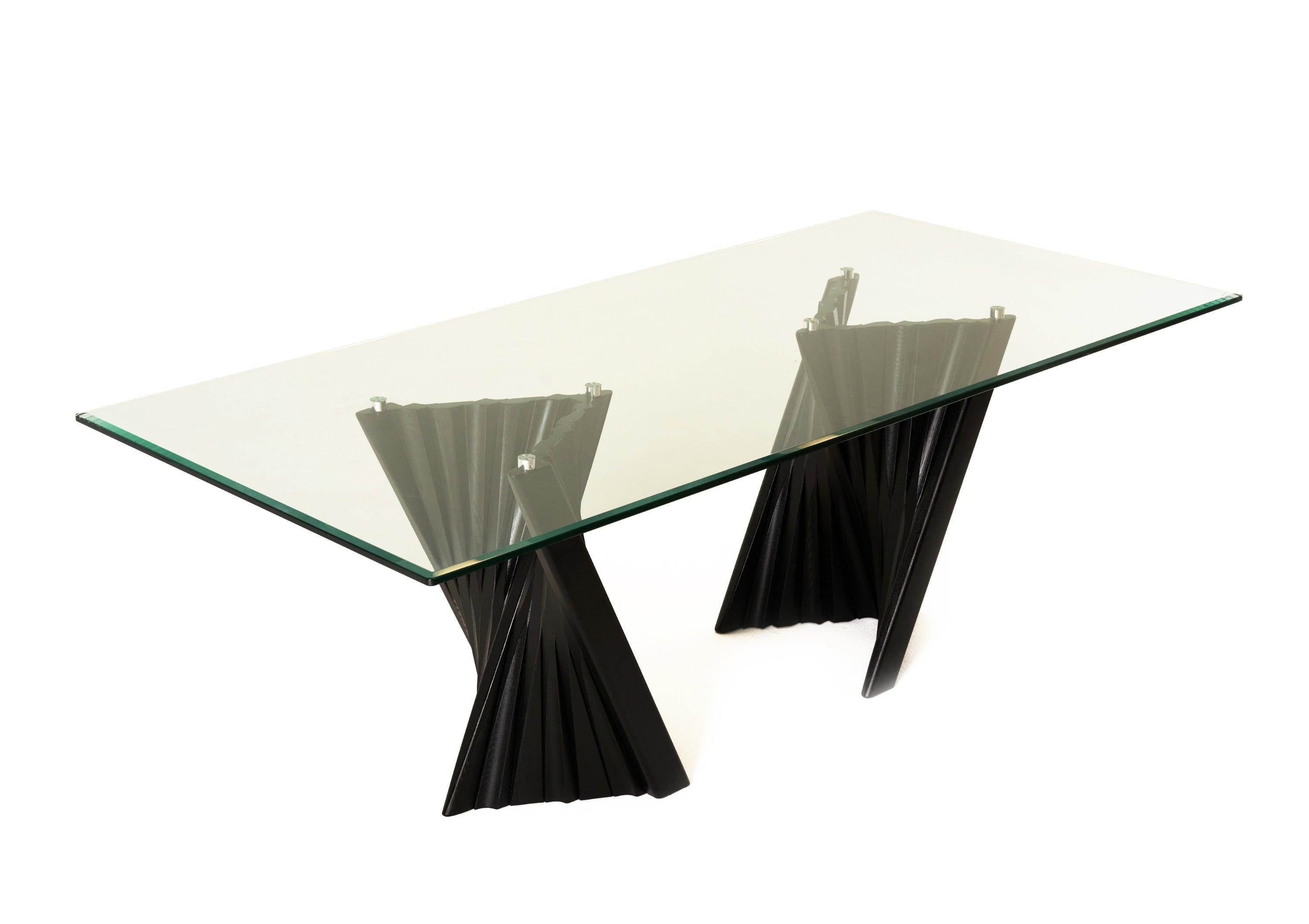 Modrest Corbin MidCentury Ash Glass Dining Table