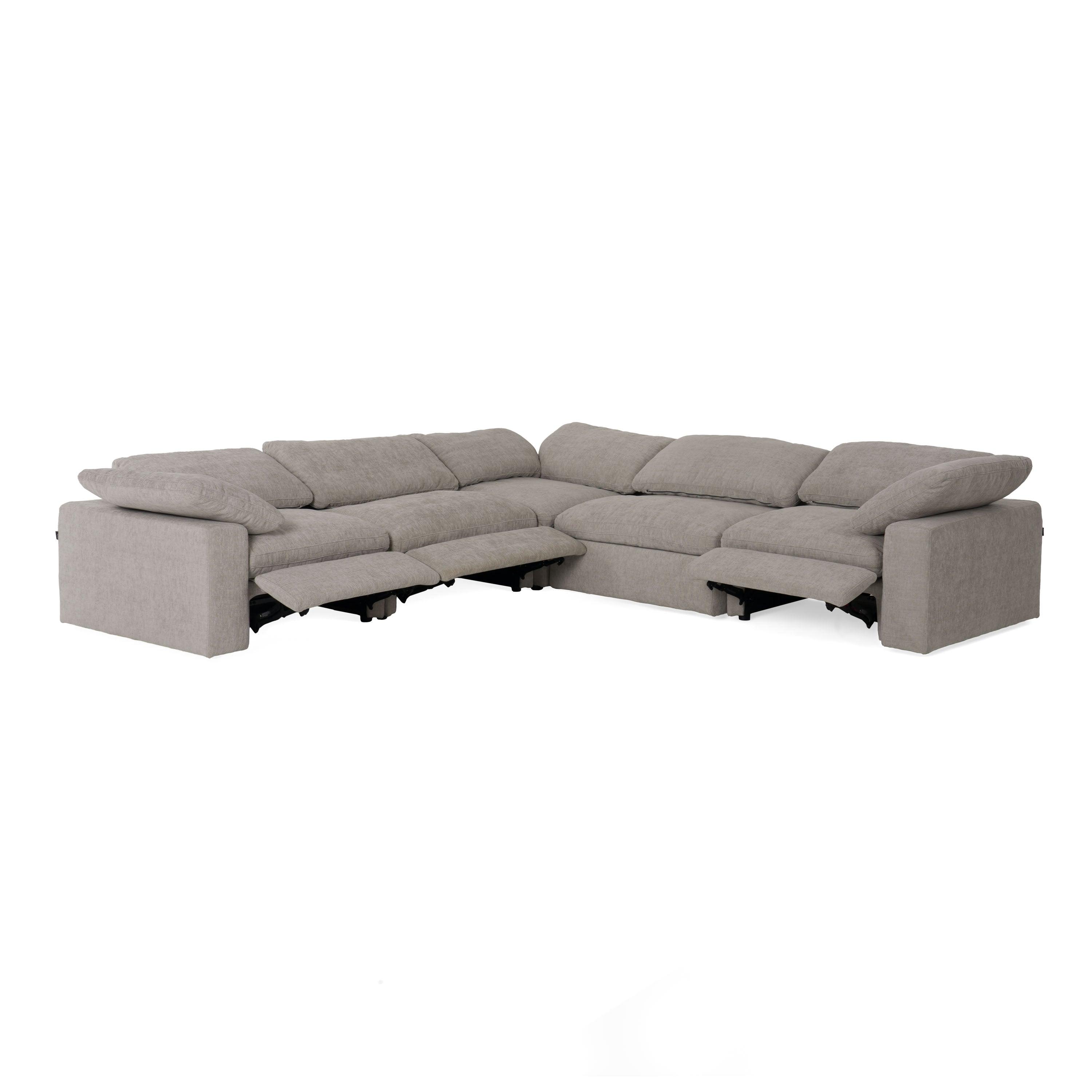 Divani Casa Corinth Modern Fabric Sectional Sofa with 3 Power Recliners