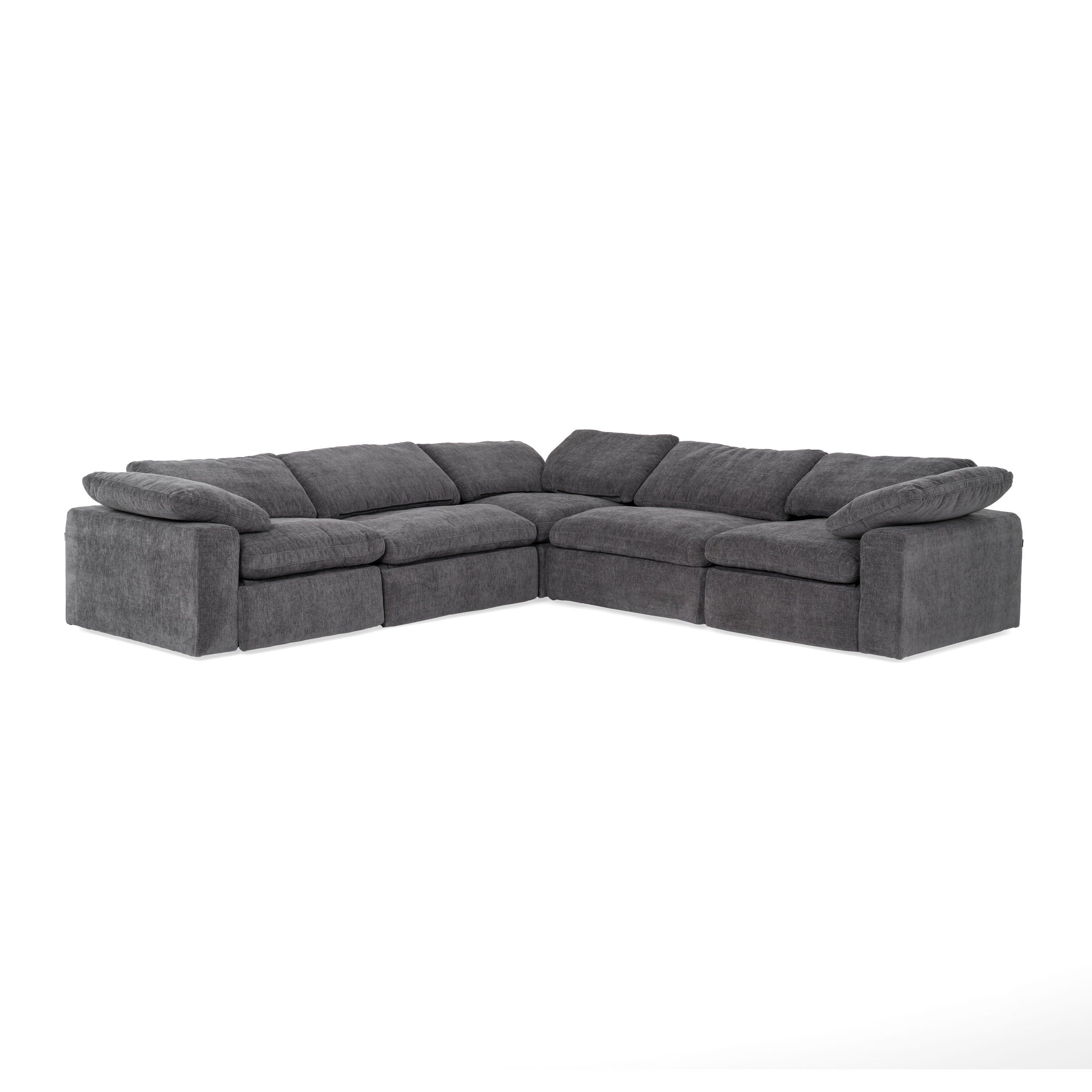 Divani Casa Corinth Modern Dark Fabric Sectional Sofa with 3 Power Recliners