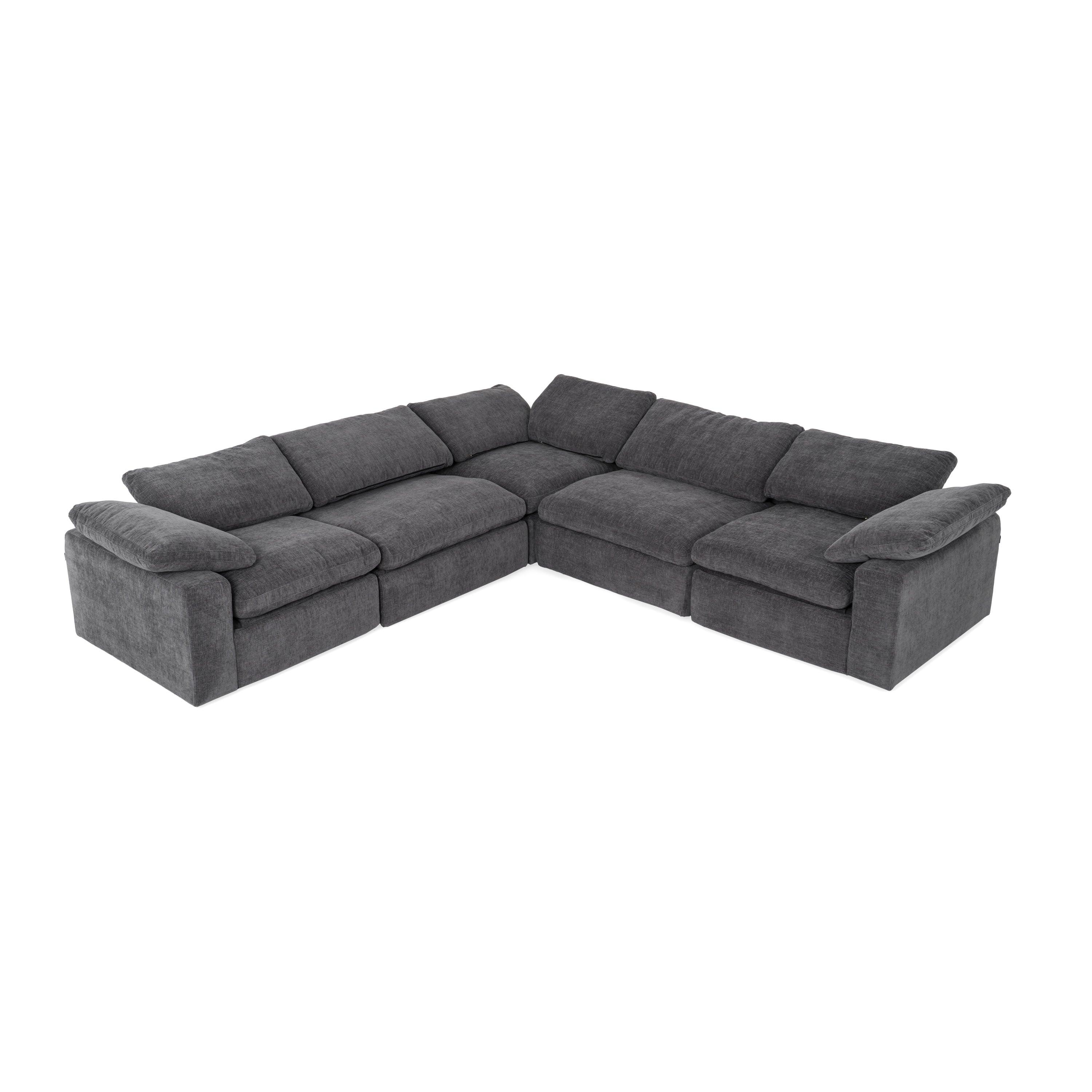 Divani Casa Corinth Modern Dark Fabric Sectional Sofa with 3 Power Recliners