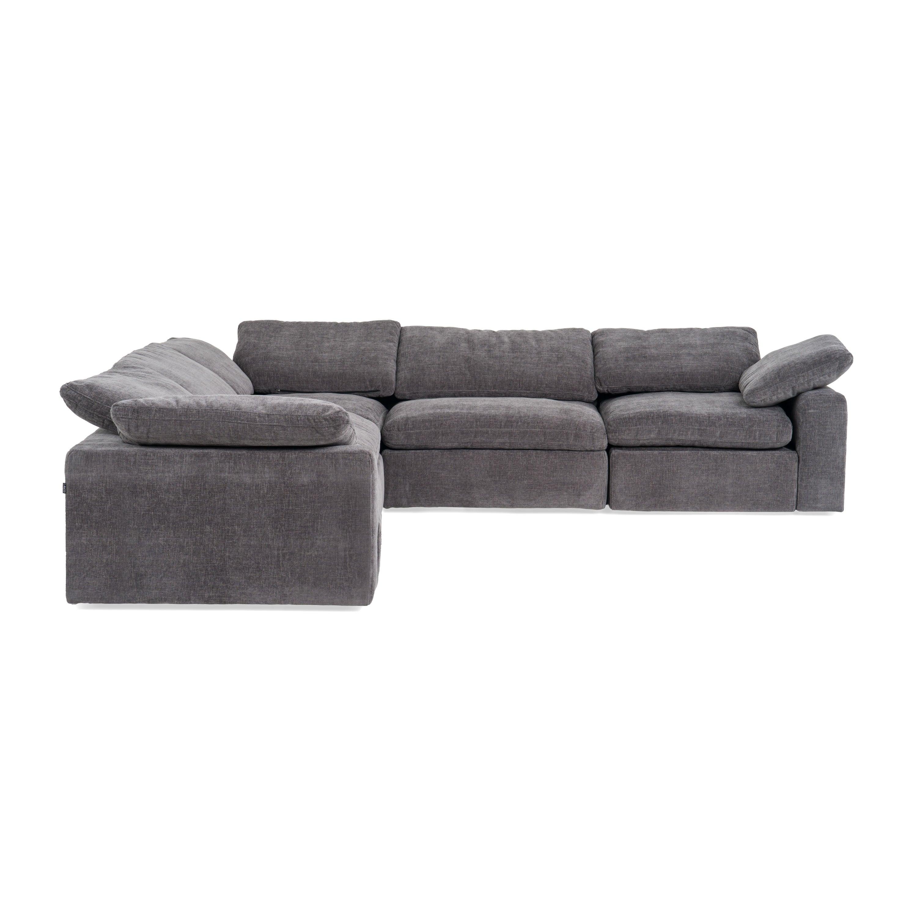 Divani Casa Corinth Modern Dark Fabric Sectional Sofa with 3 Power Recliners