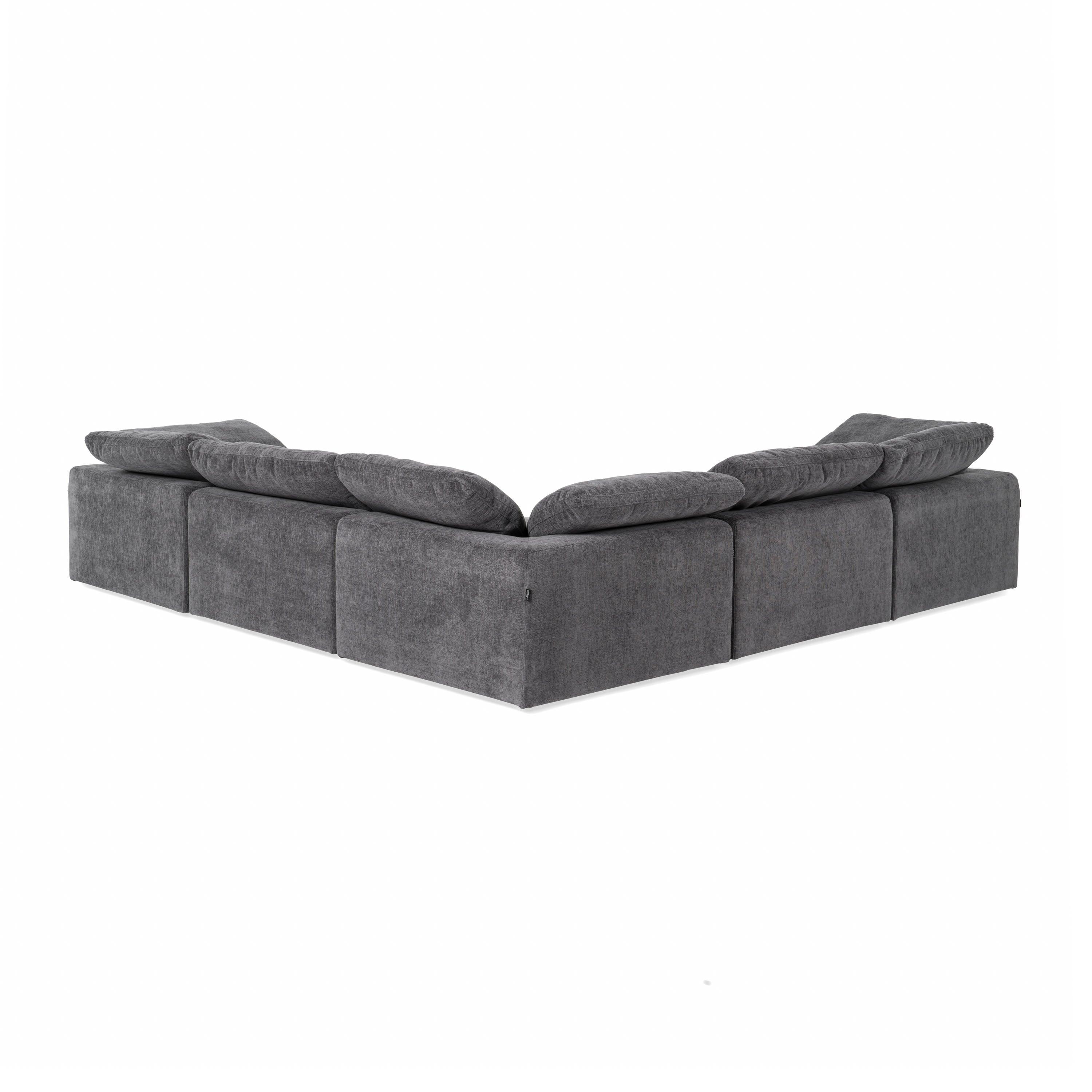 Divani Casa Corinth Modern Dark Fabric Sectional Sofa with 3 Power Recliners