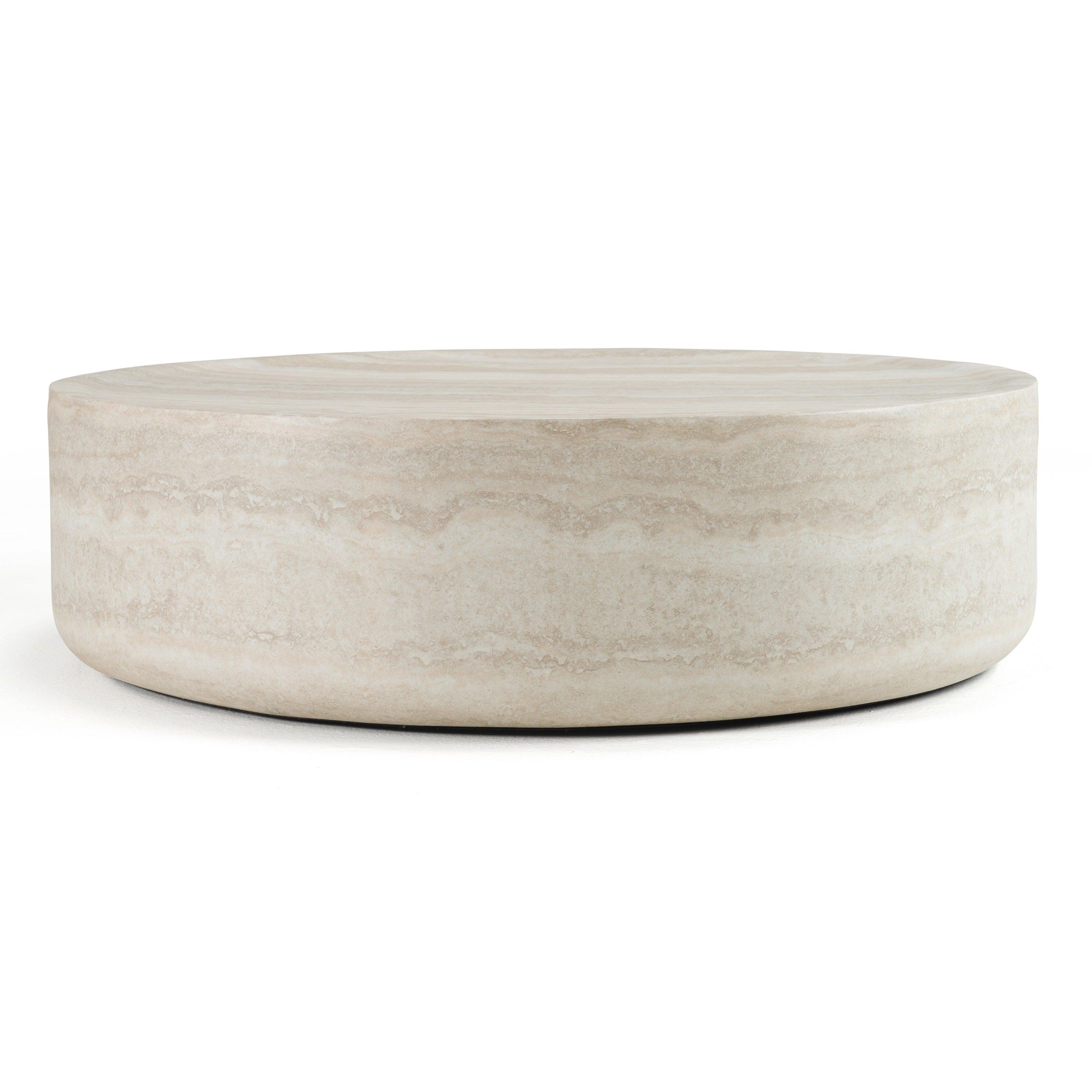 Modrest Cozad Modern Faux Travertine Round Coffee Table