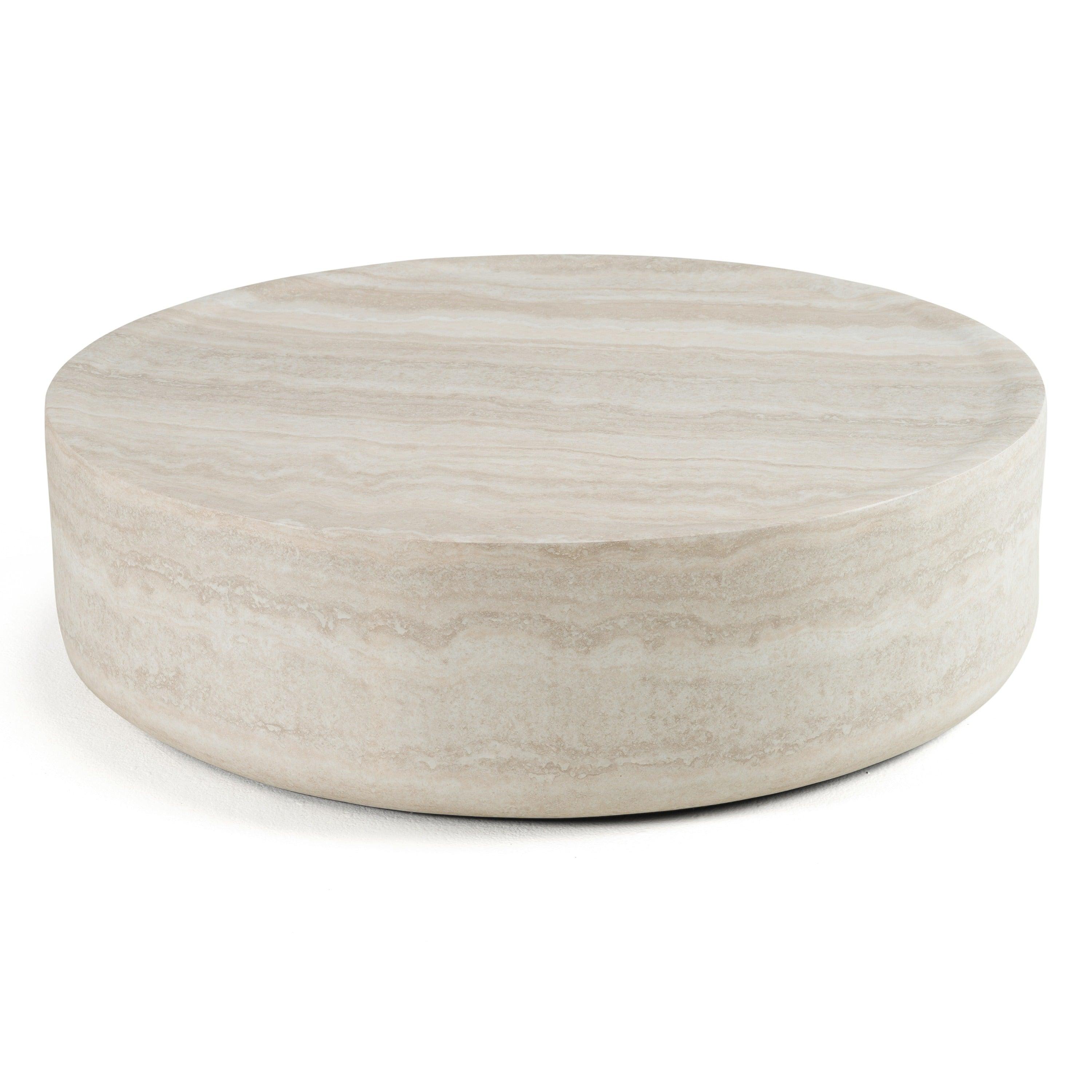 Modrest Cozad Modern Faux Travertine Round Coffee Table