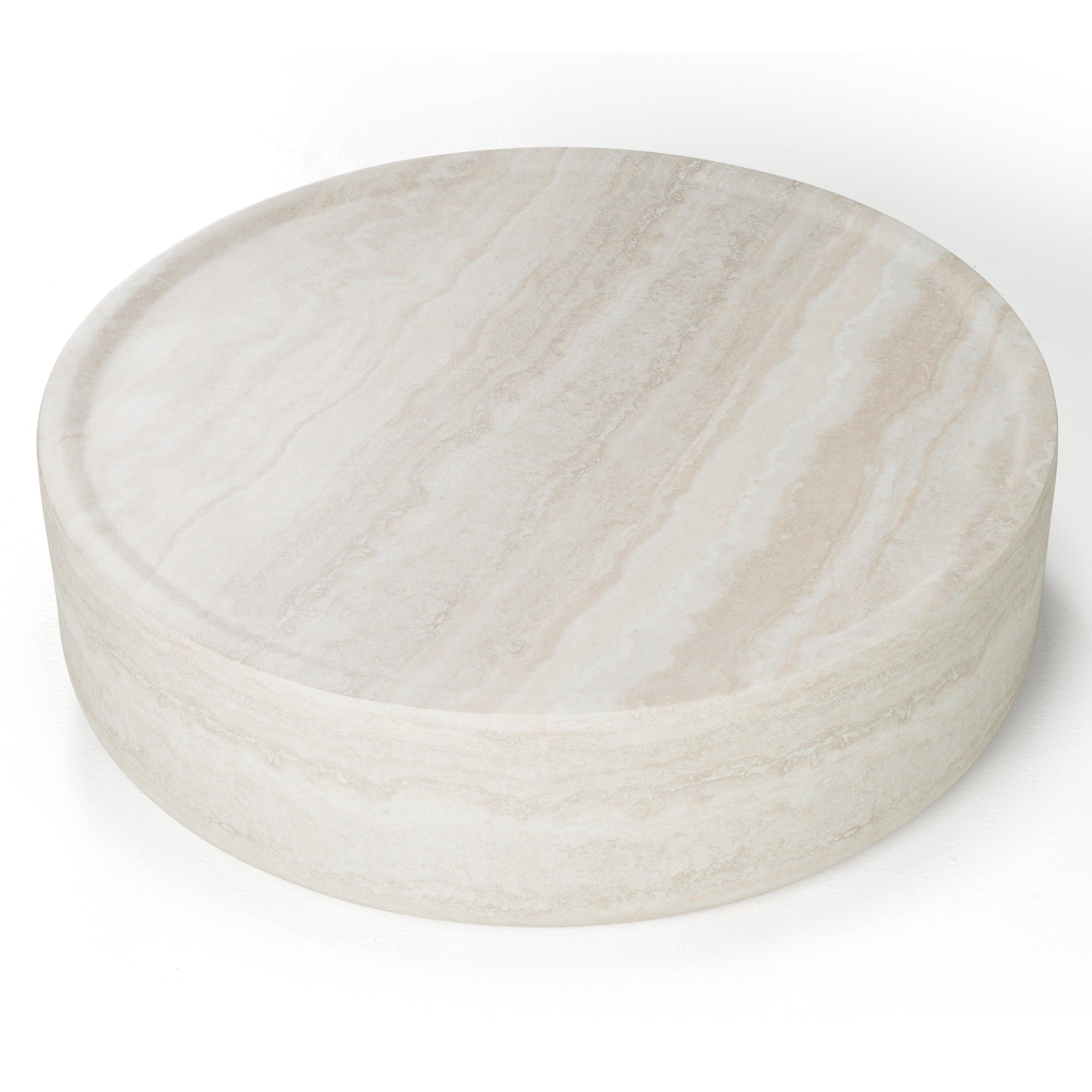 Modrest Cozad Modern Faux Travertine Round Coffee Table