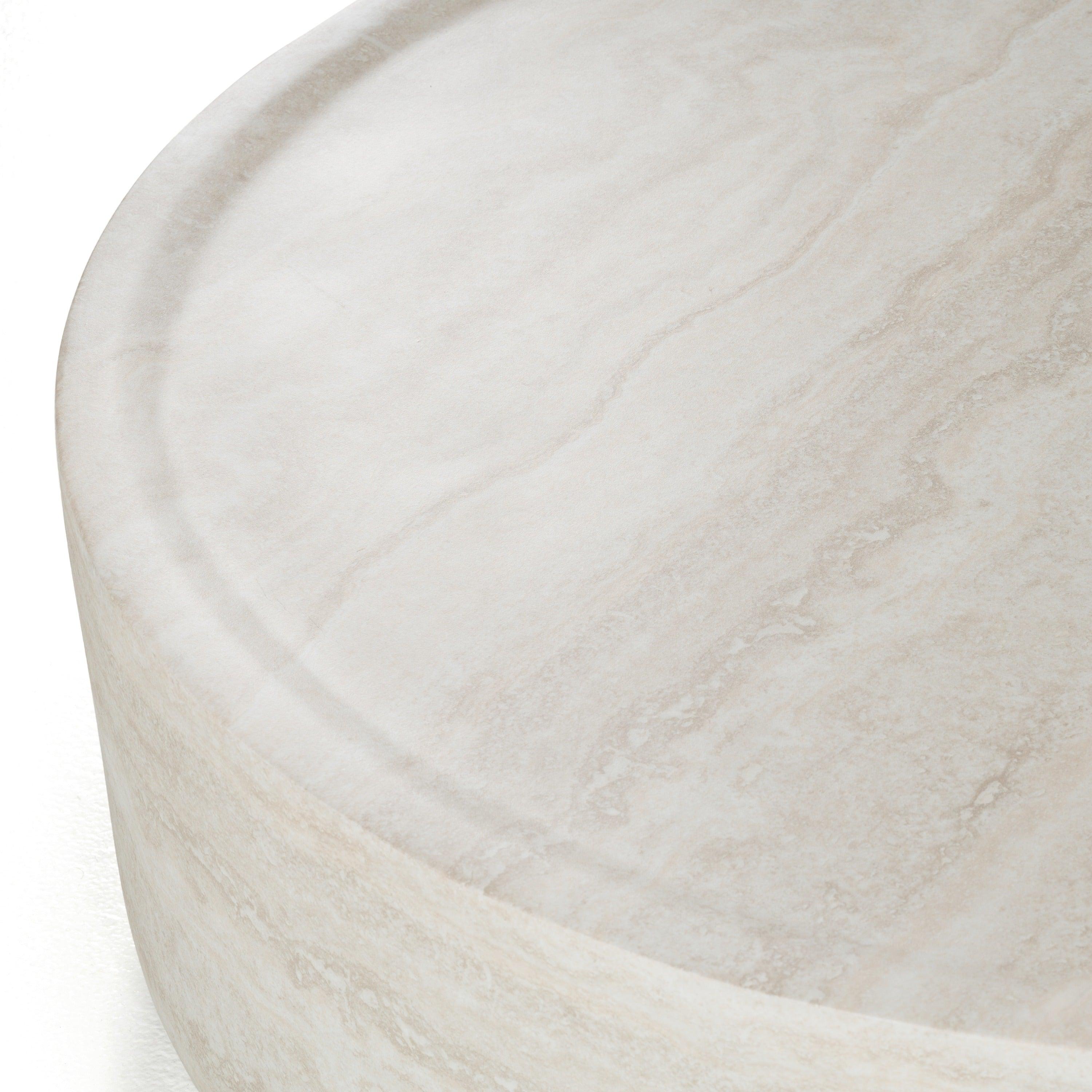 Modrest Cozad Modern Faux Travertine Round Coffee Table