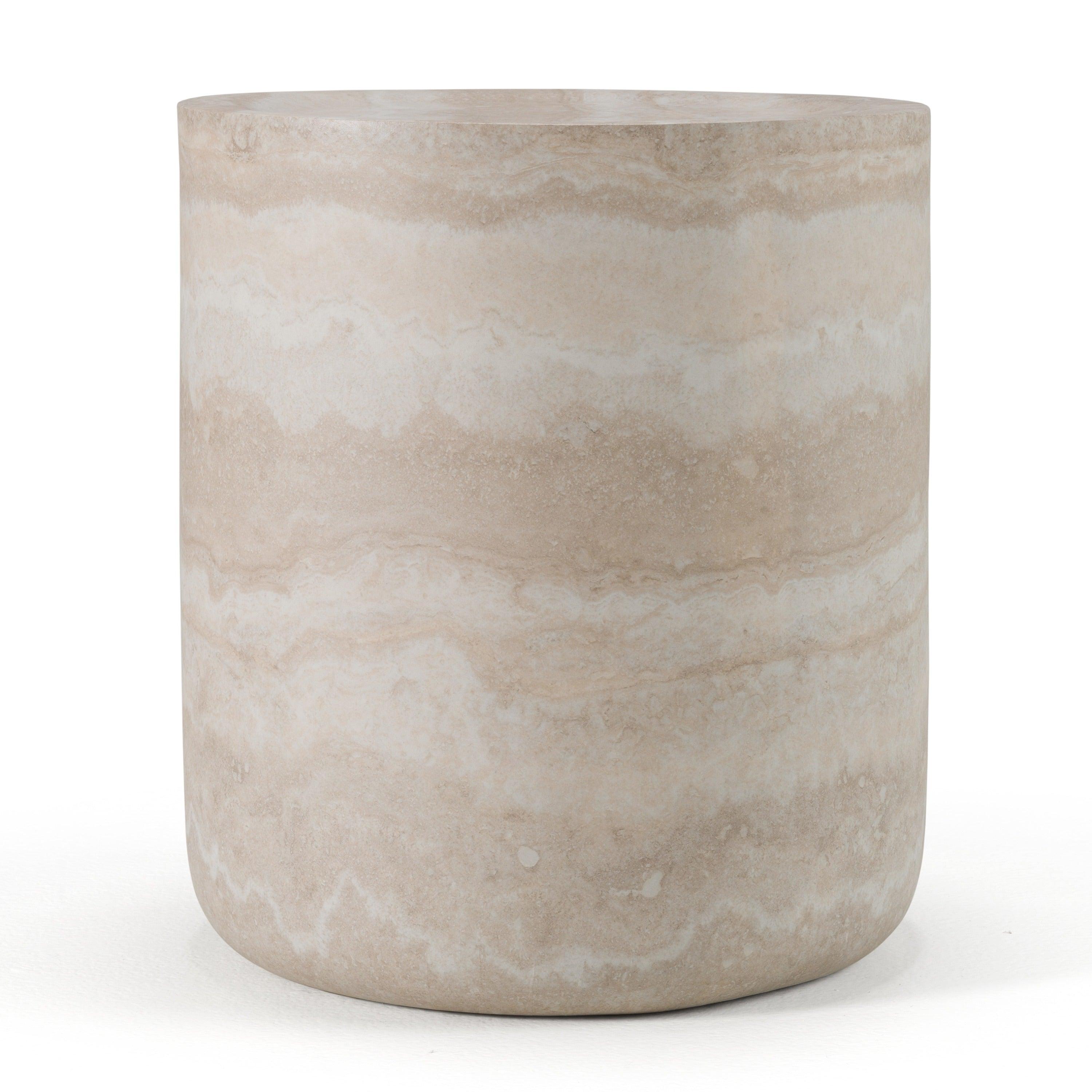 Modrest Cozad Modern Faux Travertine Round End Table