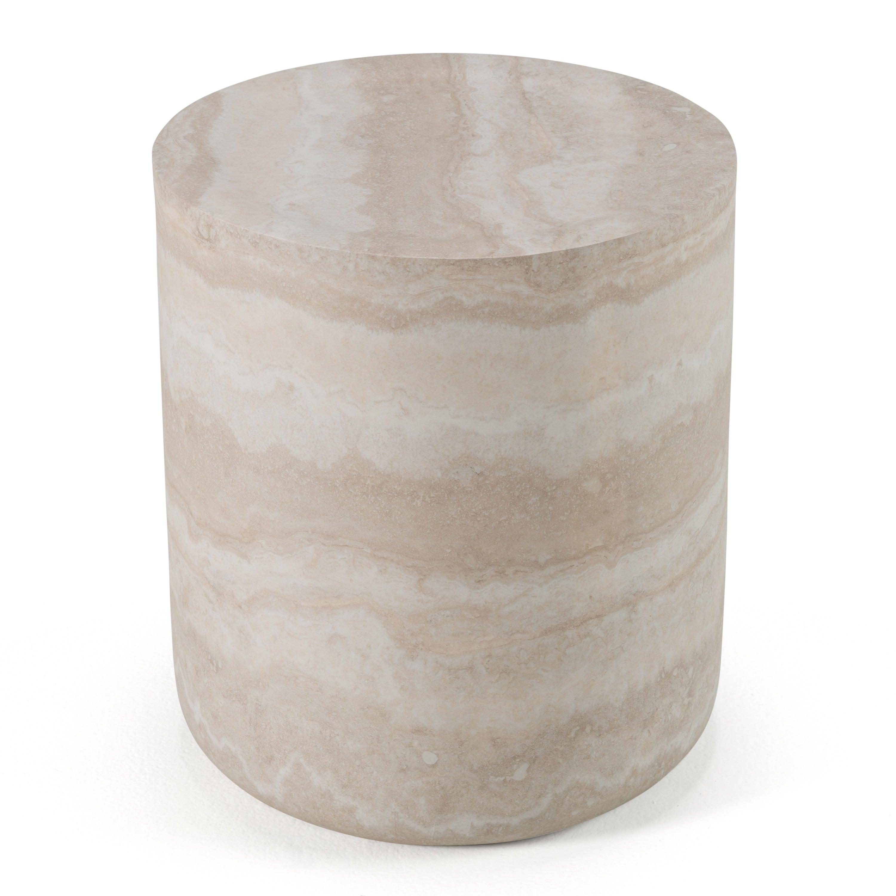 Modrest Cozad Modern Faux Travertine Round End Table