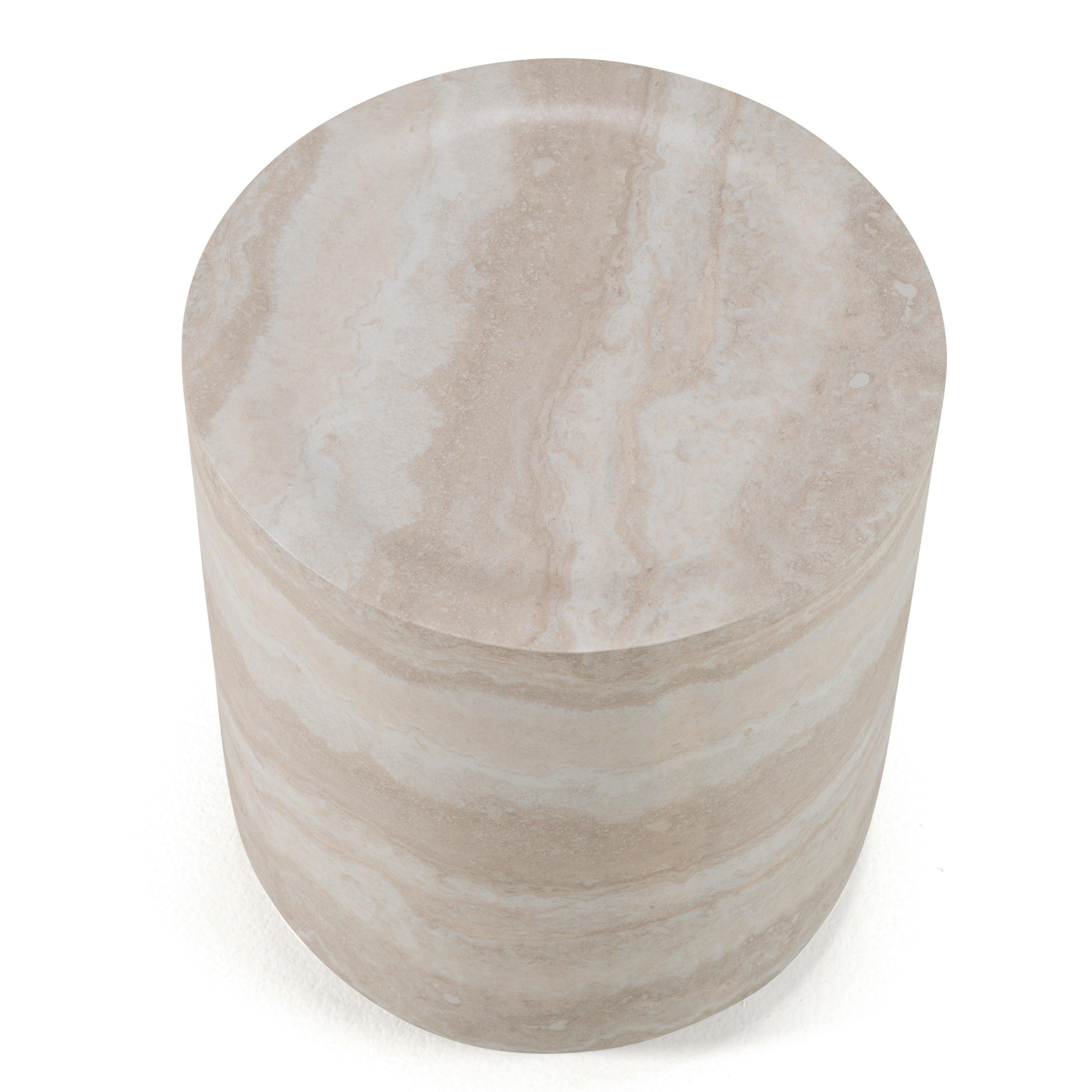 Modrest Cozad Modern Faux Travertine Round End Table