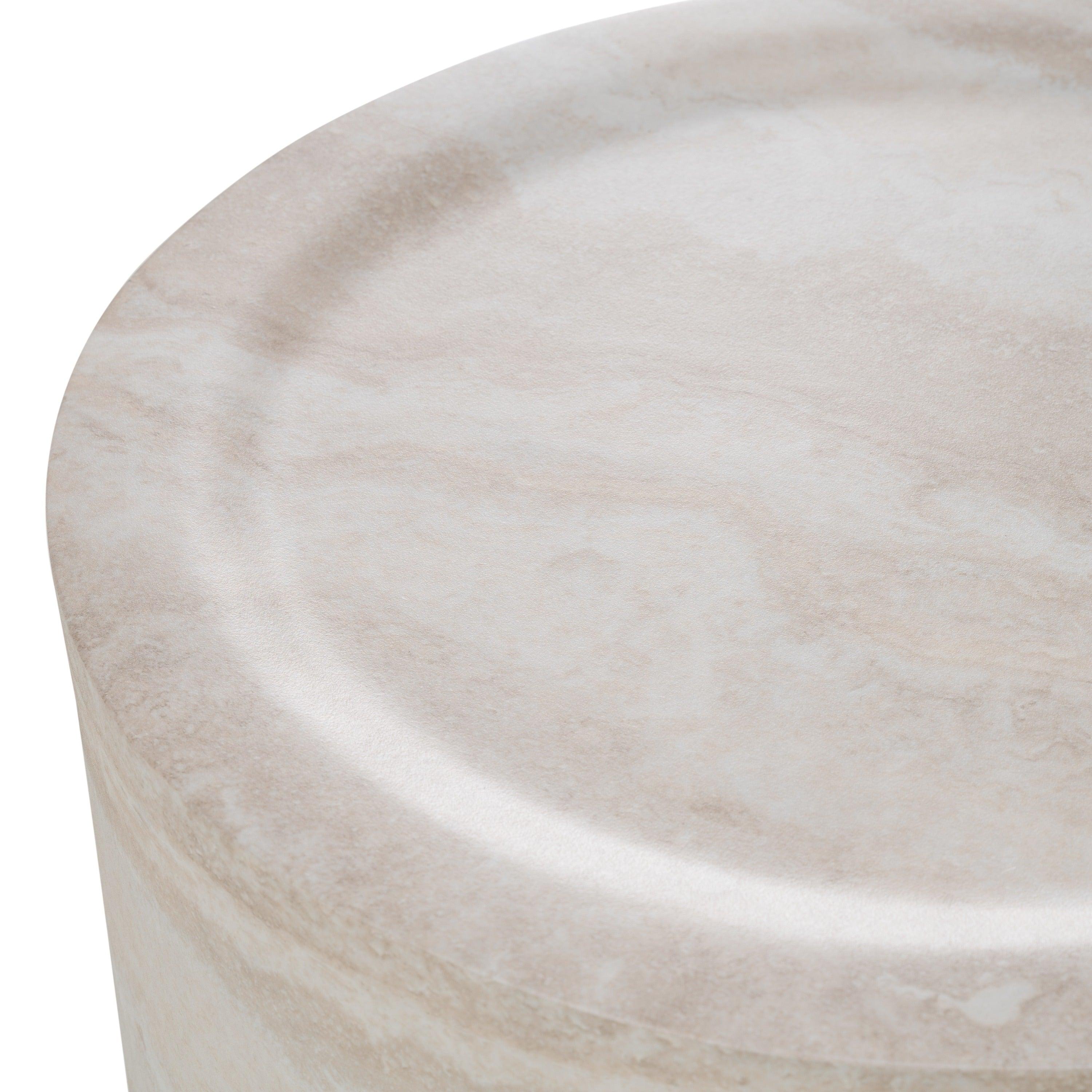 Modrest Cozad Modern Faux Travertine Round End Table