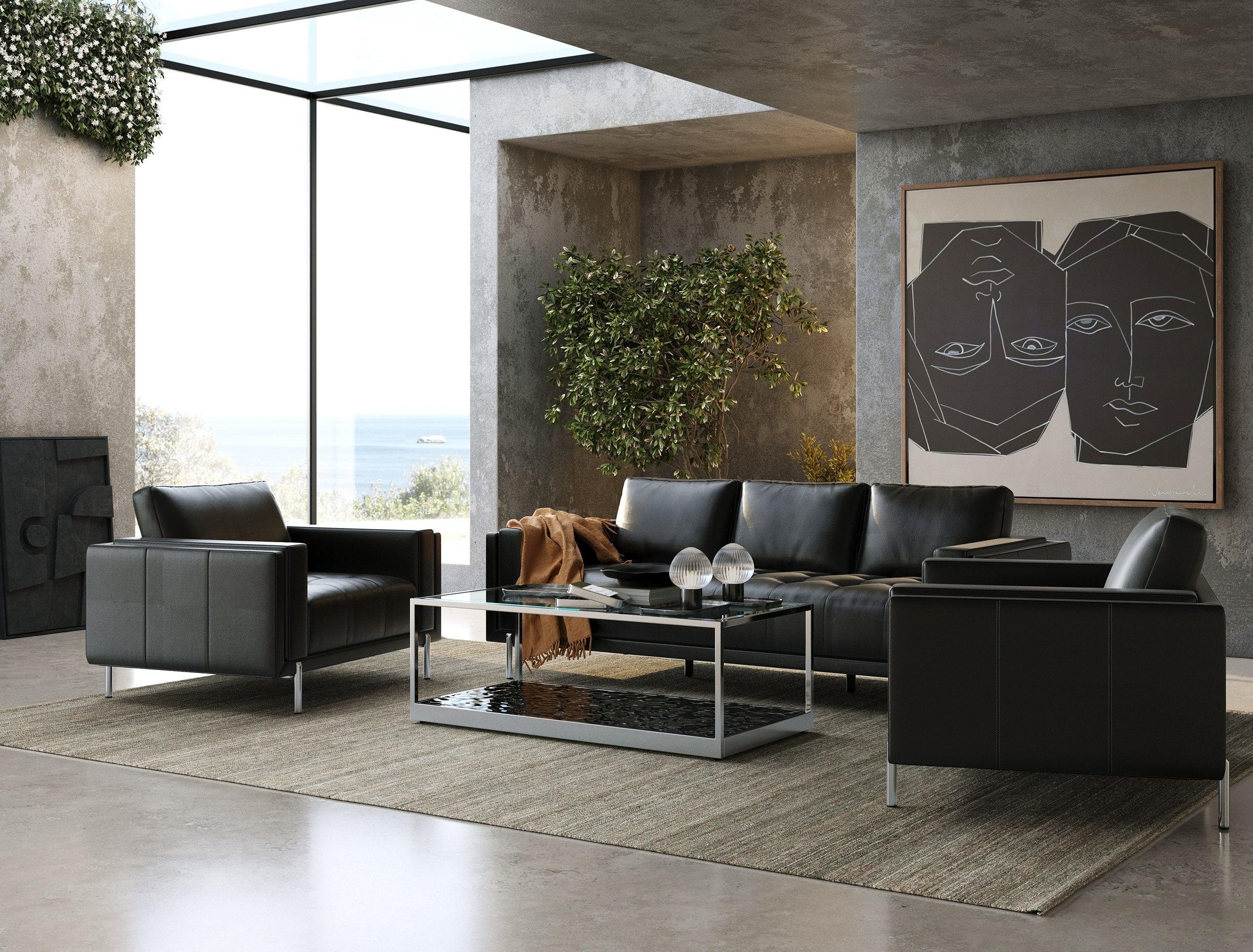 Divani Casa Schmidt Modern Leather Sofa 2 Chairs