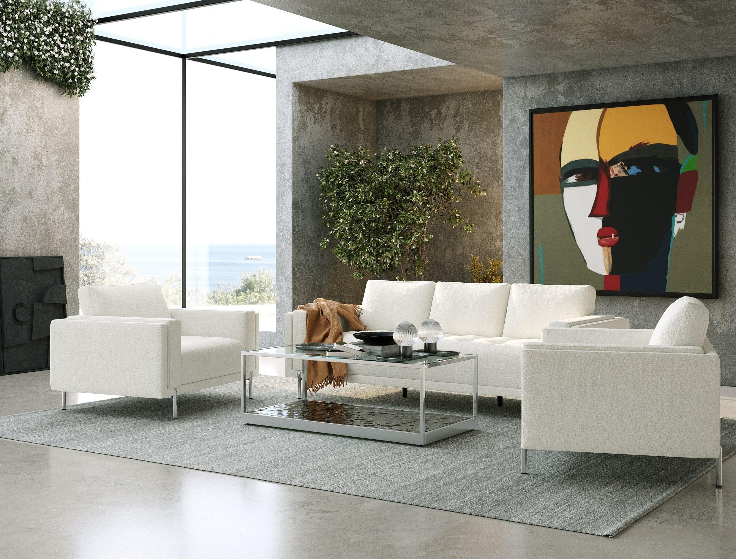 Divani Casa Schmidt Modern Off Fabric Sofa 2 Chairs