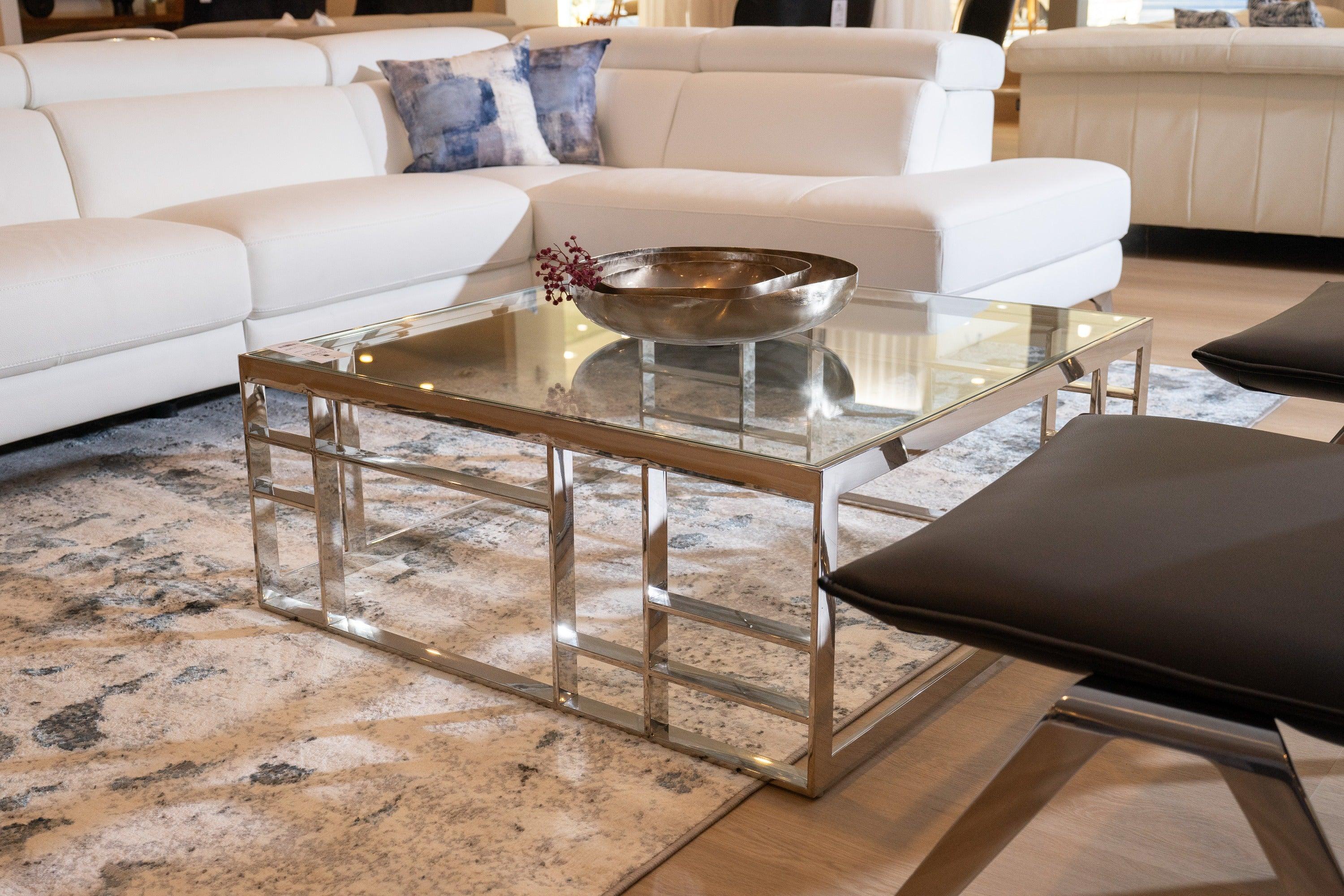 Modrest Stephen Modern Glass Stainless Steel Coffee Table