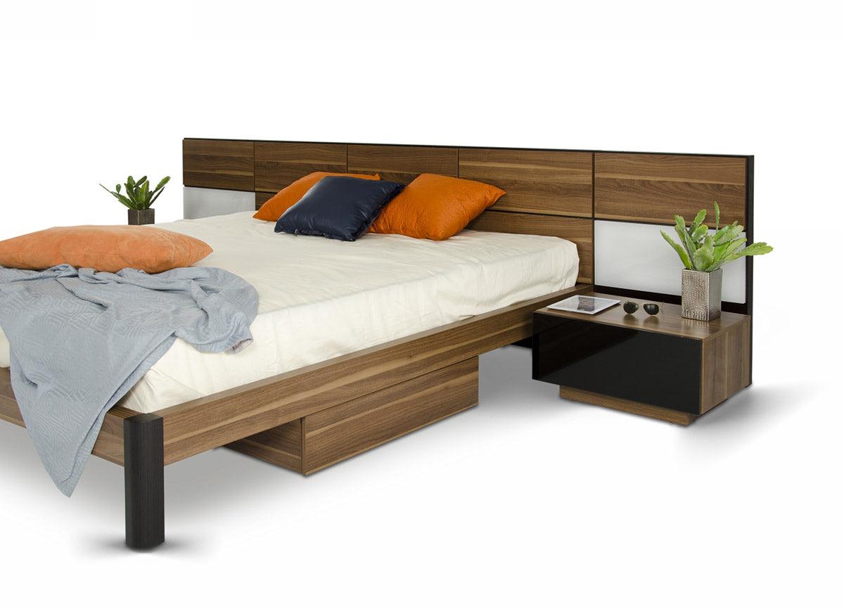 Rondo Mid-Century Platform Bed w/ Nightstands Storage And Lights