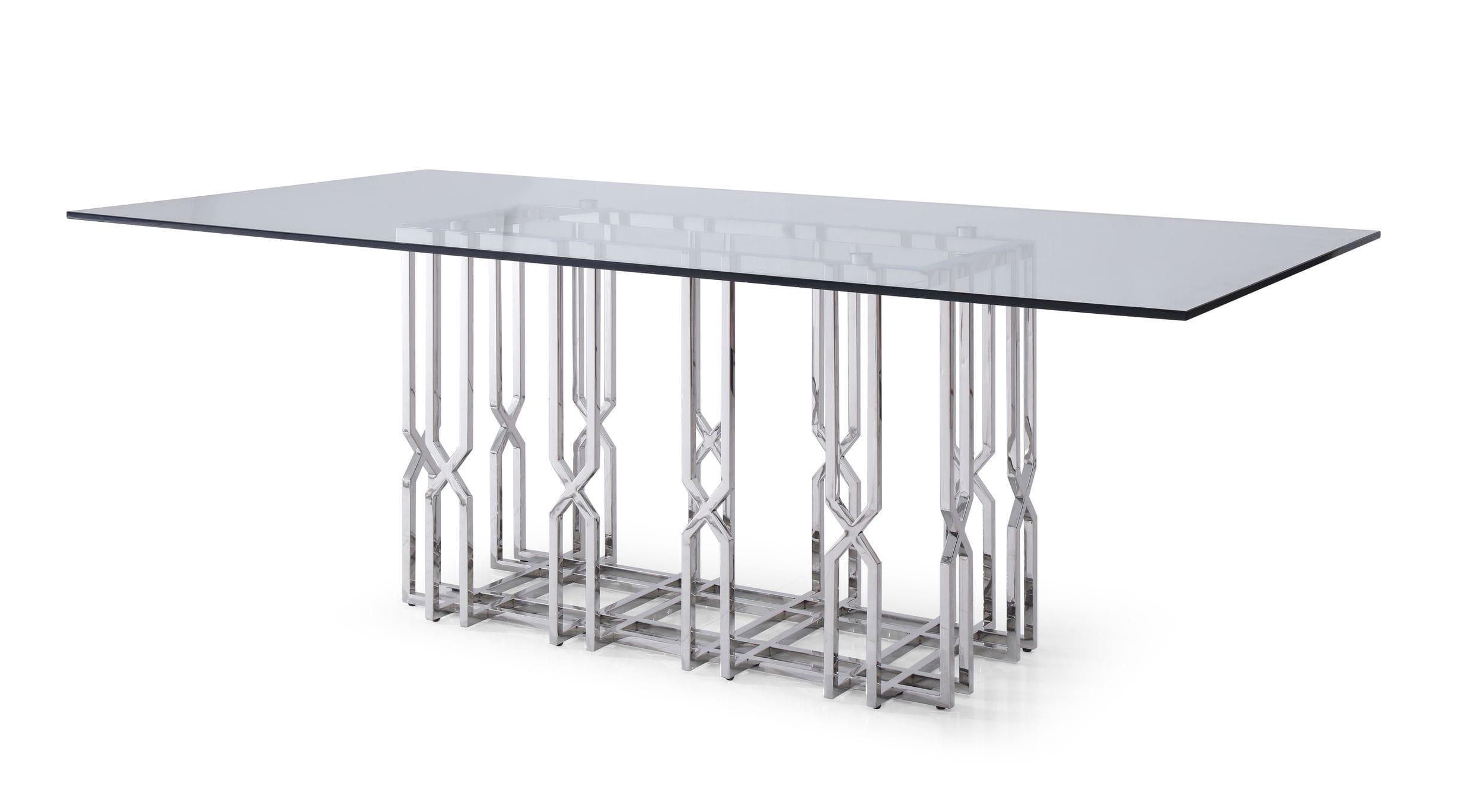 Modrest Ericson Modern Glass Stainless Steel Dining Table