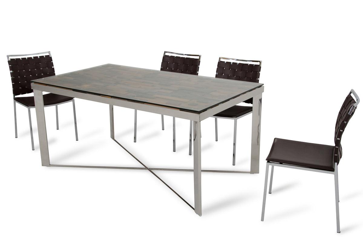 Modrest Santiago Modern Rectangular Wood Mosaic Dining Table