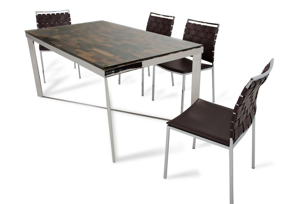 Modrest Santiago Modern Rectangular Wood Mosaic Dining Table