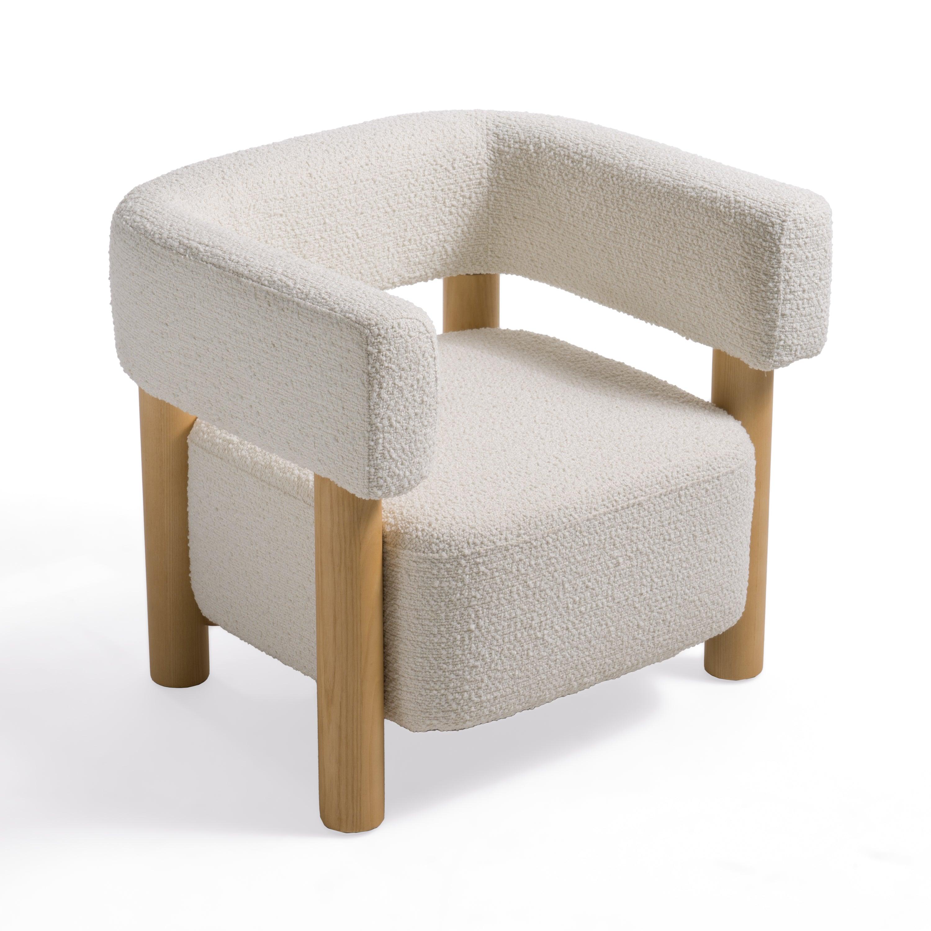 Modrest Fang Modern Fabric Wood Accent Chair