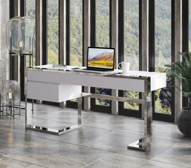 Modrest Fauna Modern High Gloss Stainless Steel Desk