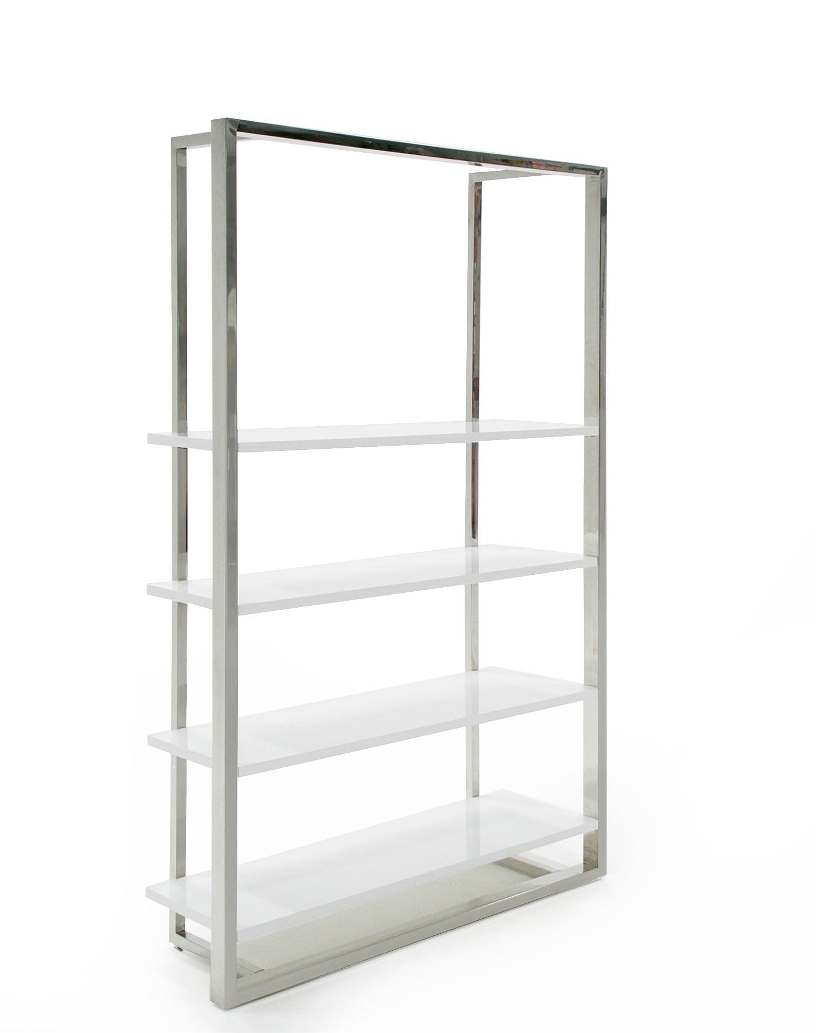 Modrest Fauna Modern High Gloss Stainless Steel Bookshelf