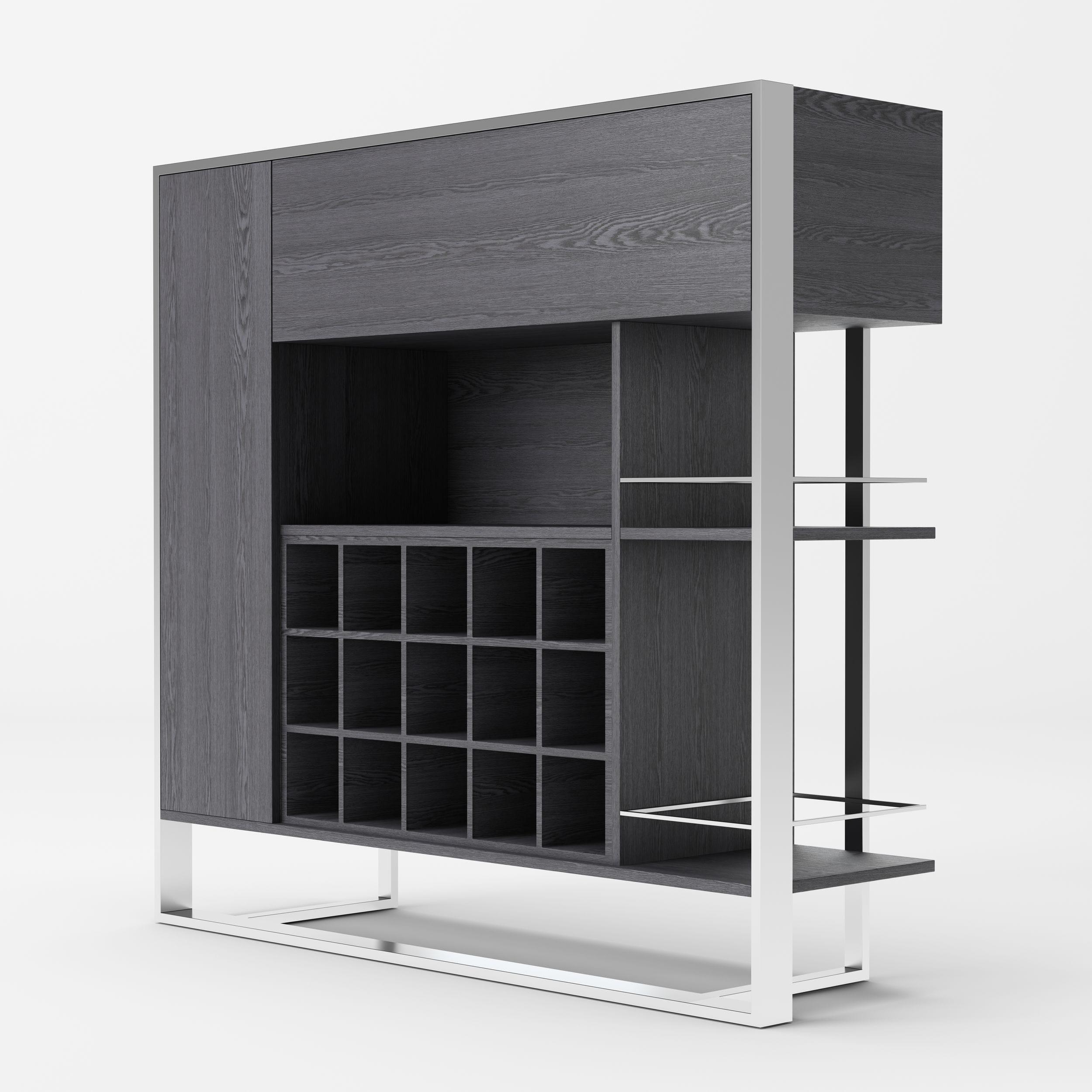 Modrest Fauna Elm Stainless Steel Wine Cabinet