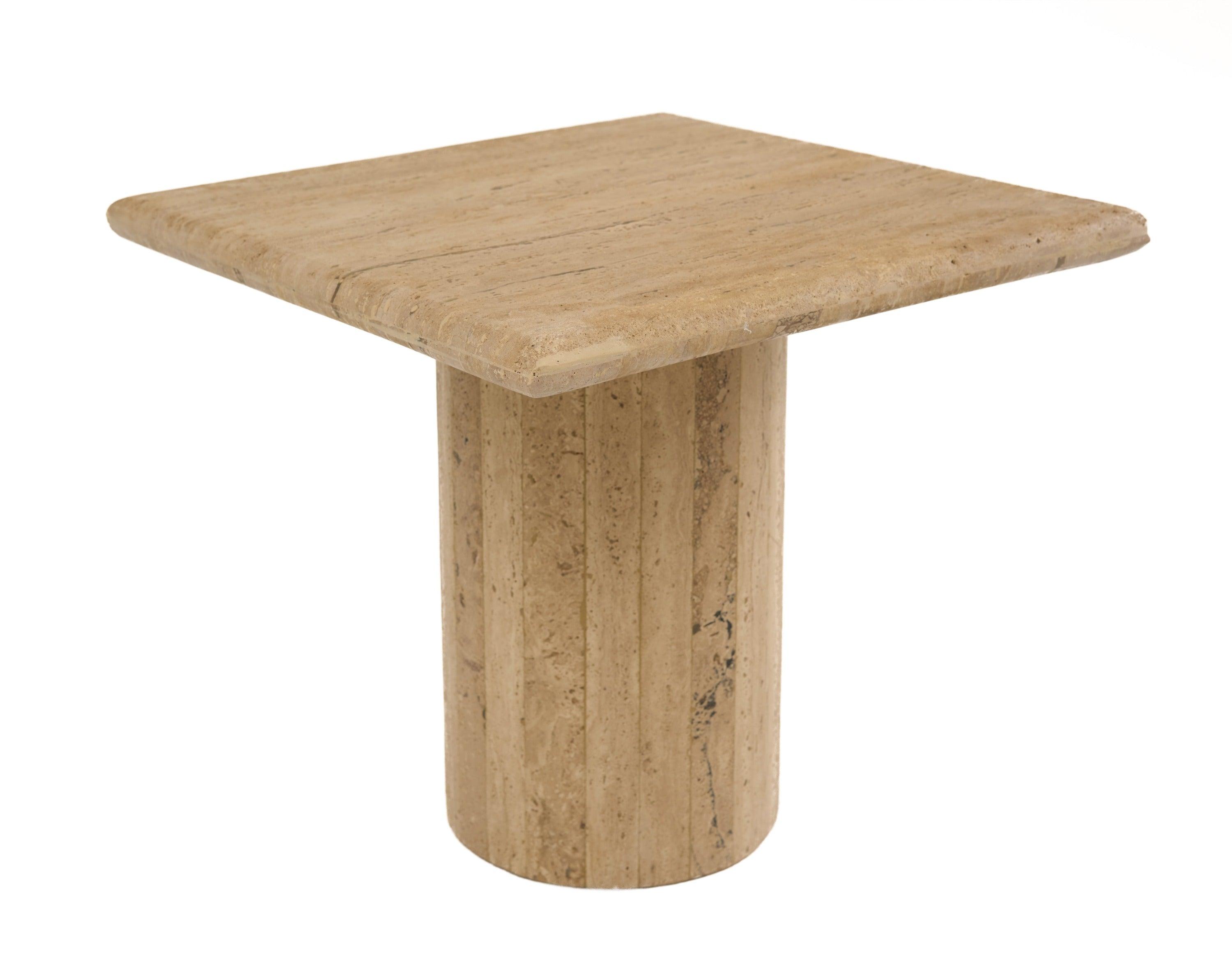 Modrest Fletcher Modern Travertine Marble 15" Tall End Table