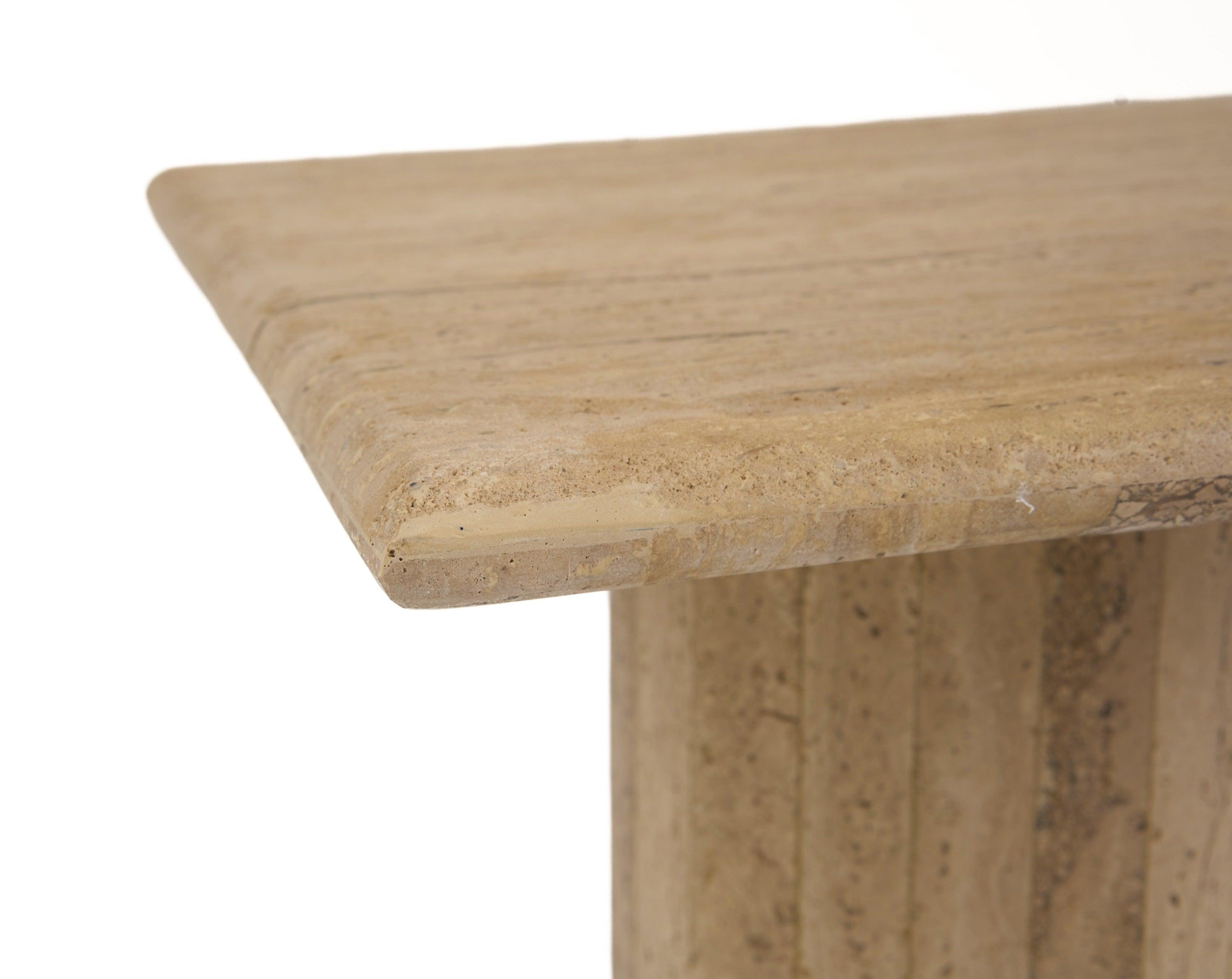 Modrest Fletcher Modern Travertine Marble 15" Tall End Table