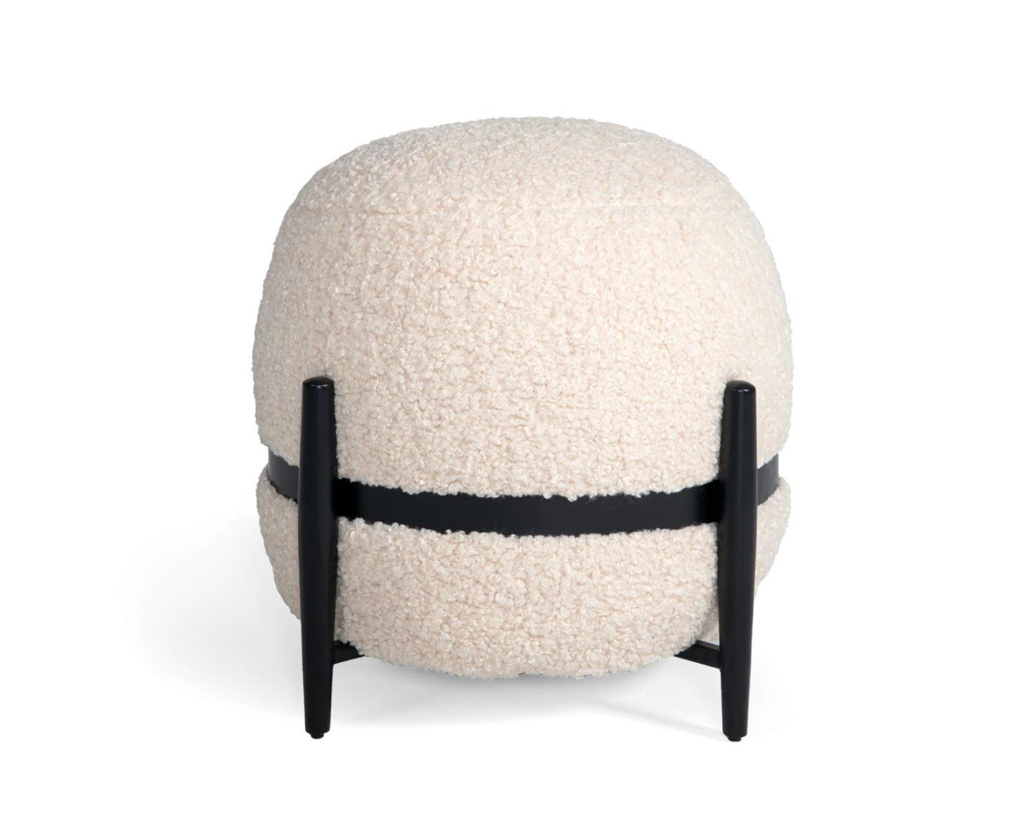 Divani Casa Fouston Contemporary Sherpa Pouf