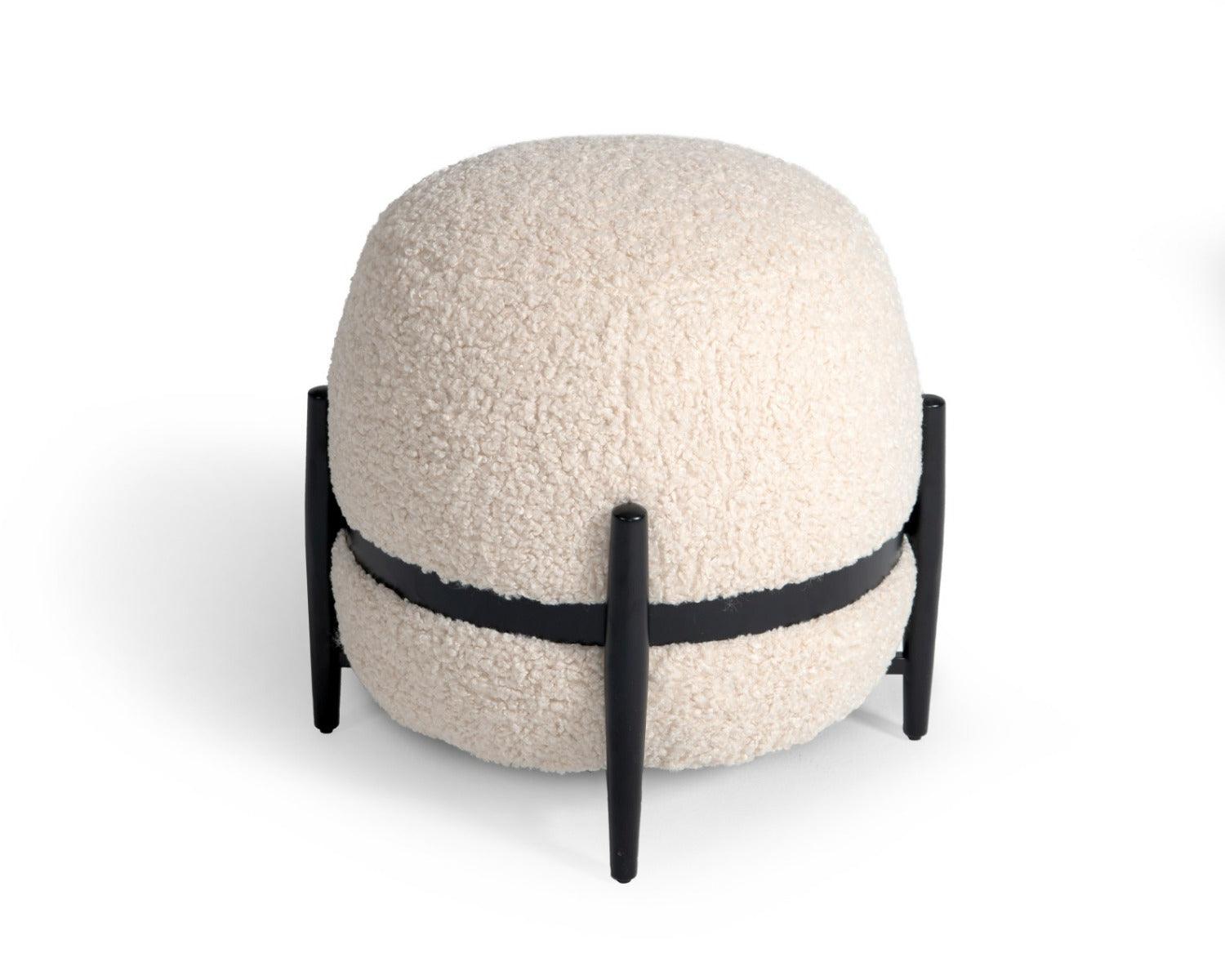 Divani Casa Fouston Contemporary Sherpa Pouf