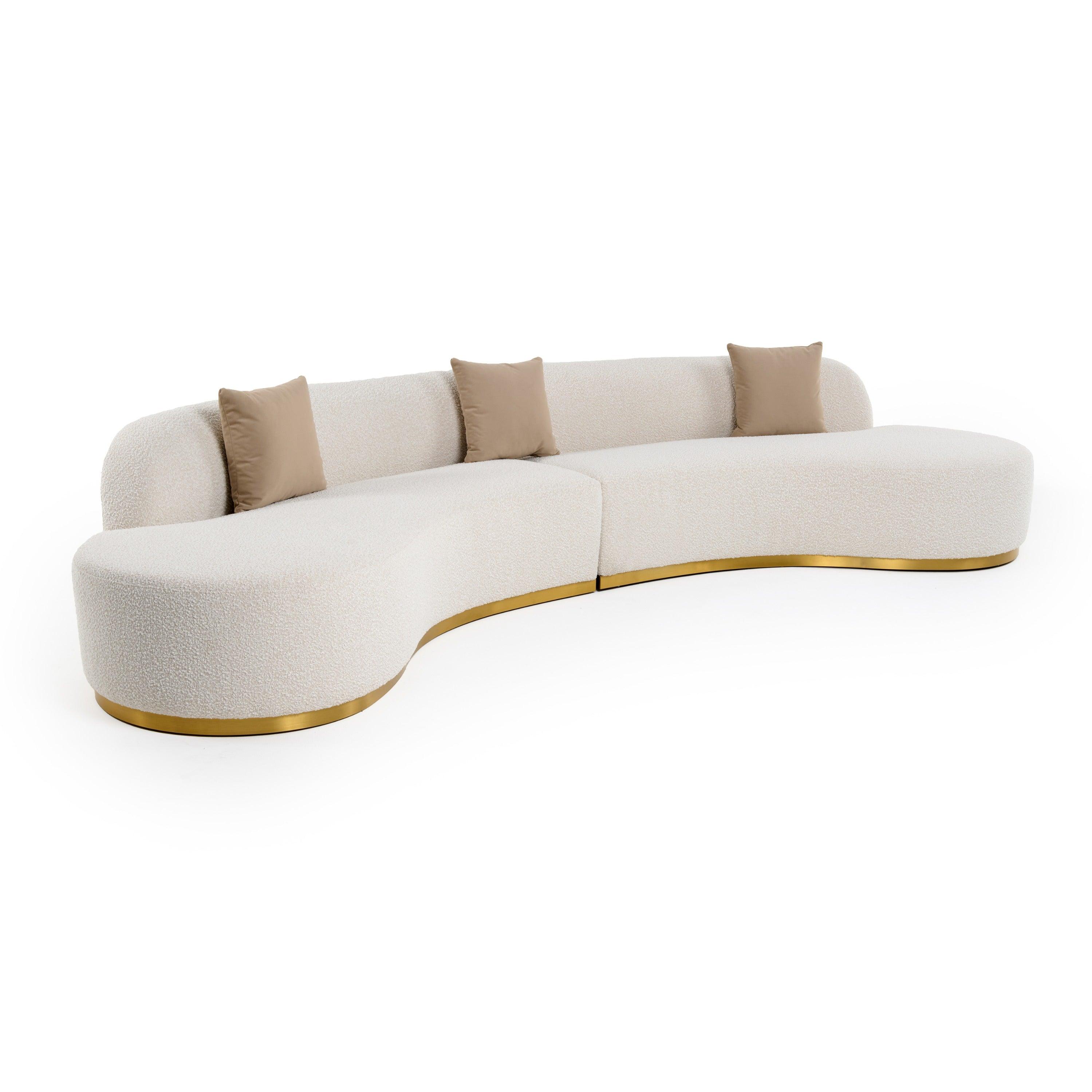 Divani Casa Frontier Glam Fabric Curved Sectional Sofa with Pillows