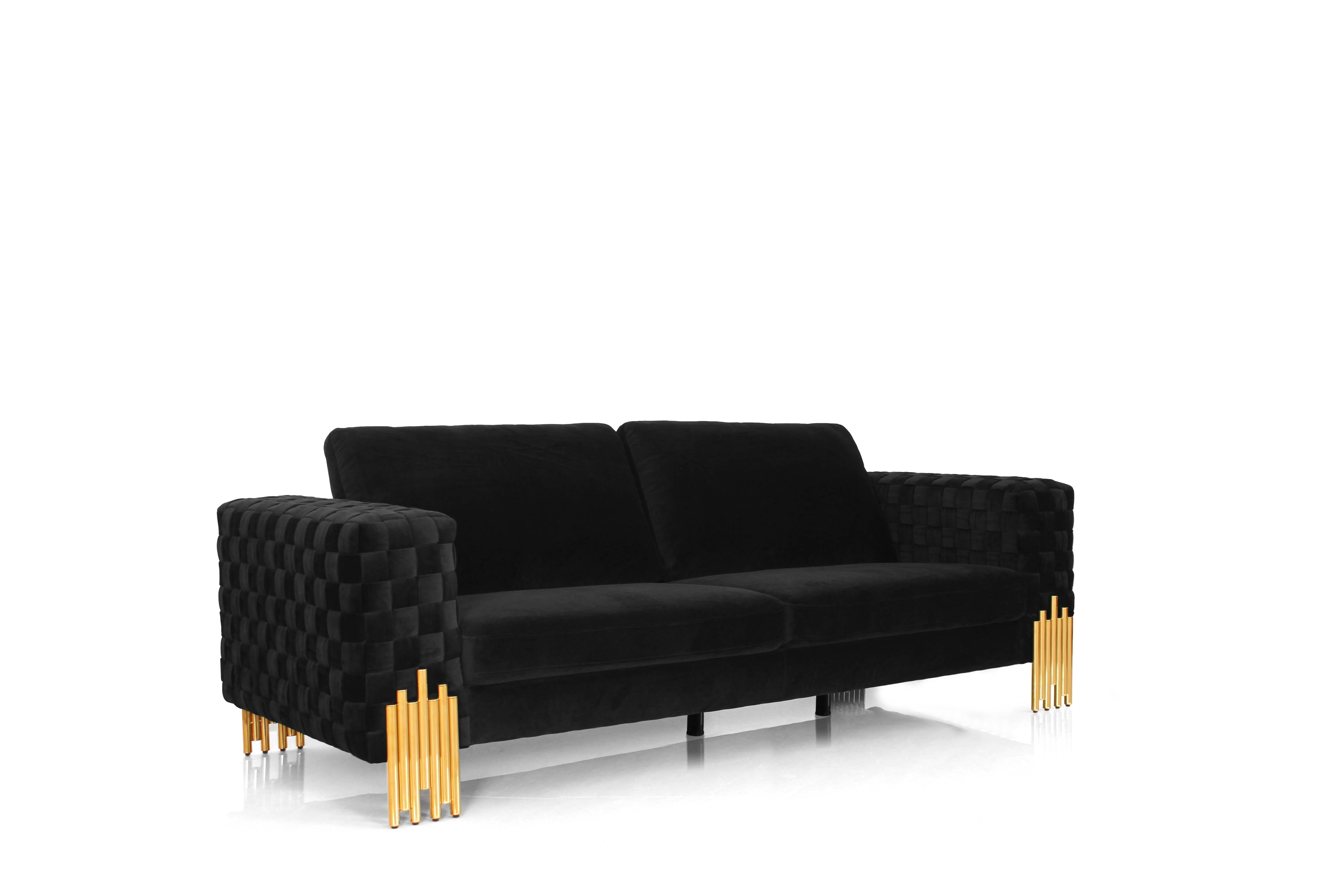 Divani Casa Georgia Modern Velvet Glam Sofa