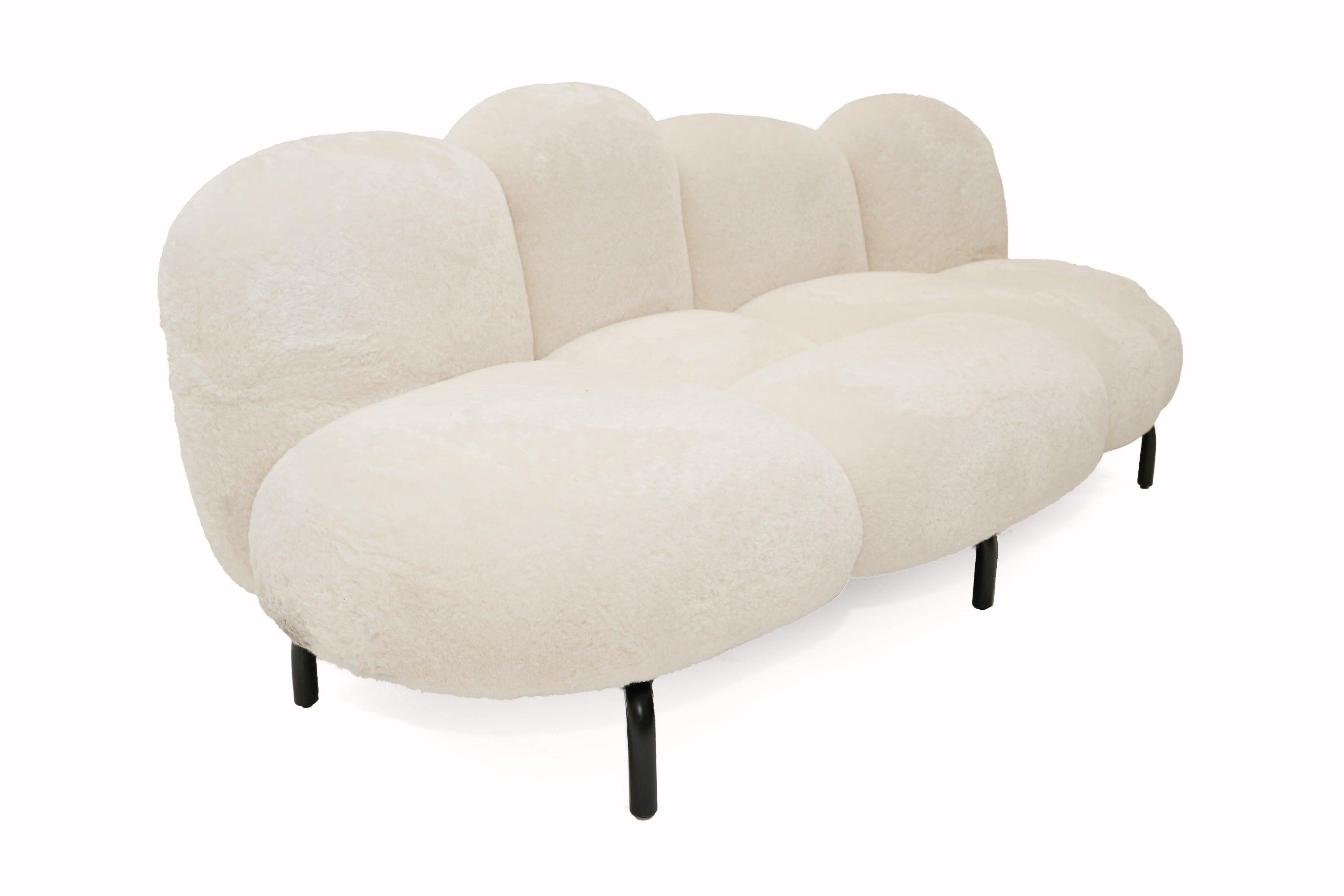 Divani Casa Glaster Contemporary Sherpa 88" Bubble Sofa