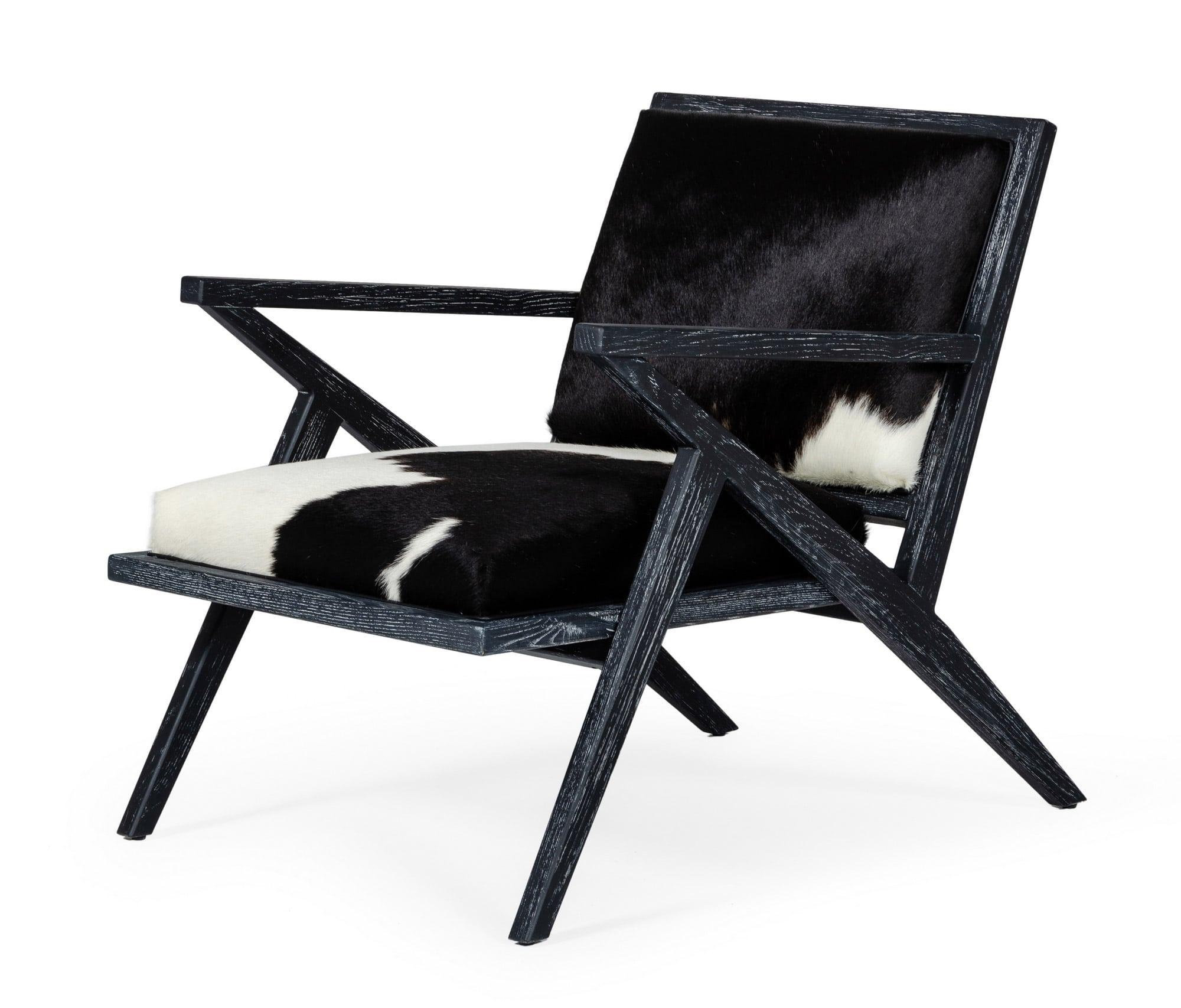 Modrest Hallam Glam and Cowhide Accent Chair