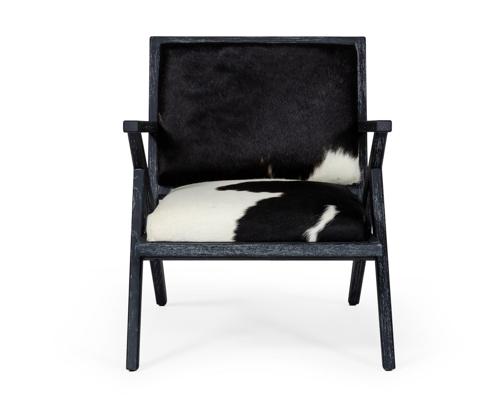 Modrest Hallam Glam and Cowhide Accent Chair