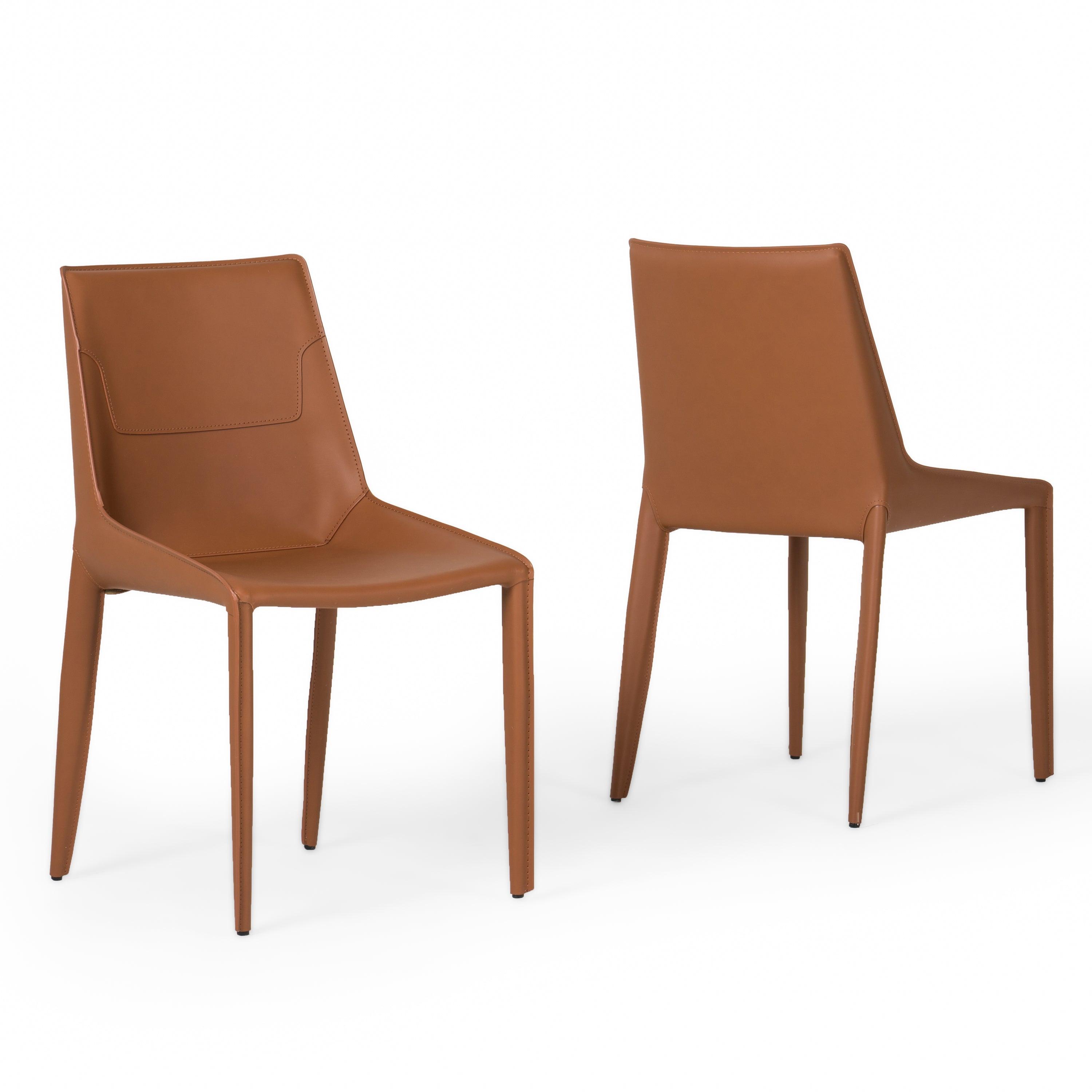 Modrest Halo Modern Saddle Leather Dining Chair Set of Two