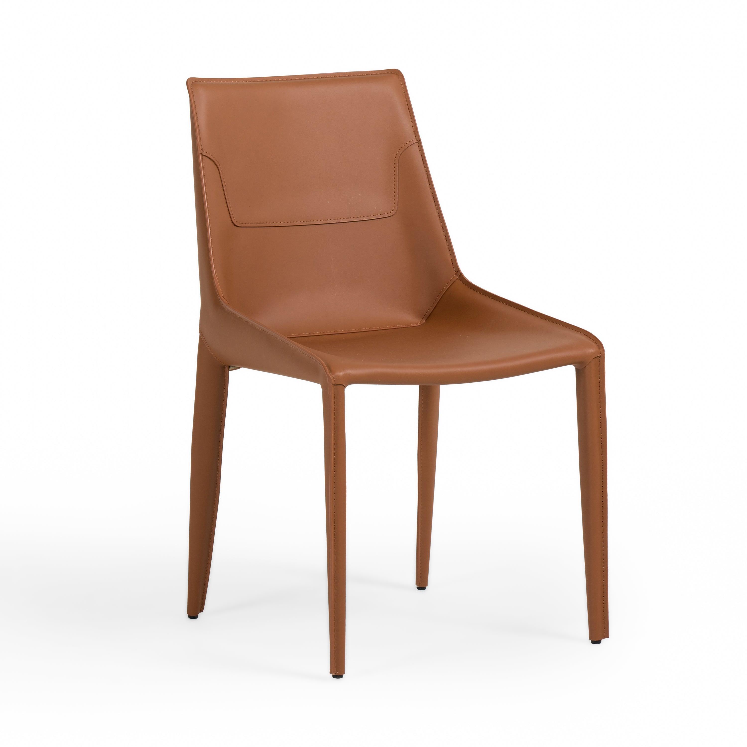 Modrest Halo Modern Saddle Leather Dining Chair Set of Two