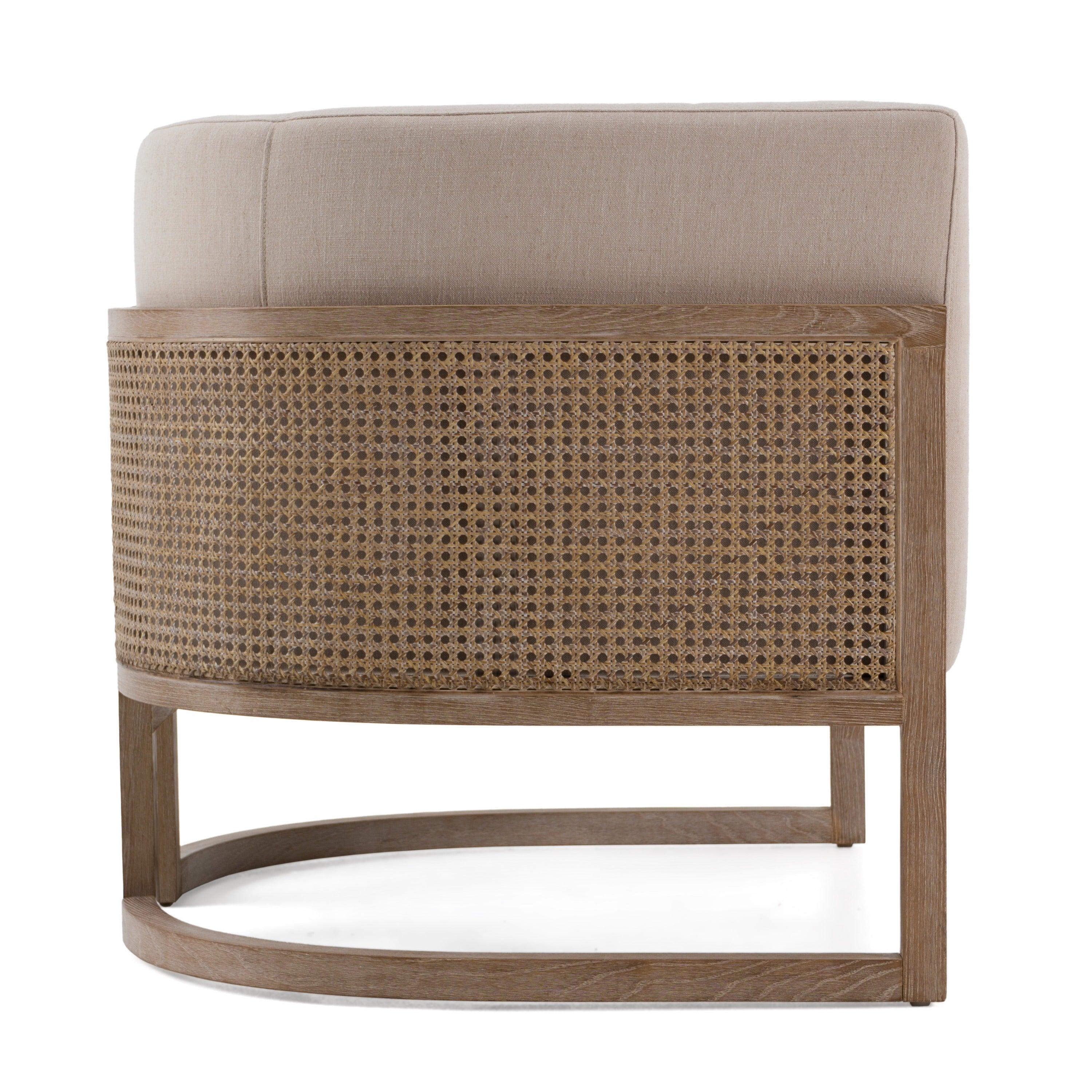 Modrest Haney Modern Fabric Rattan Accent Chair