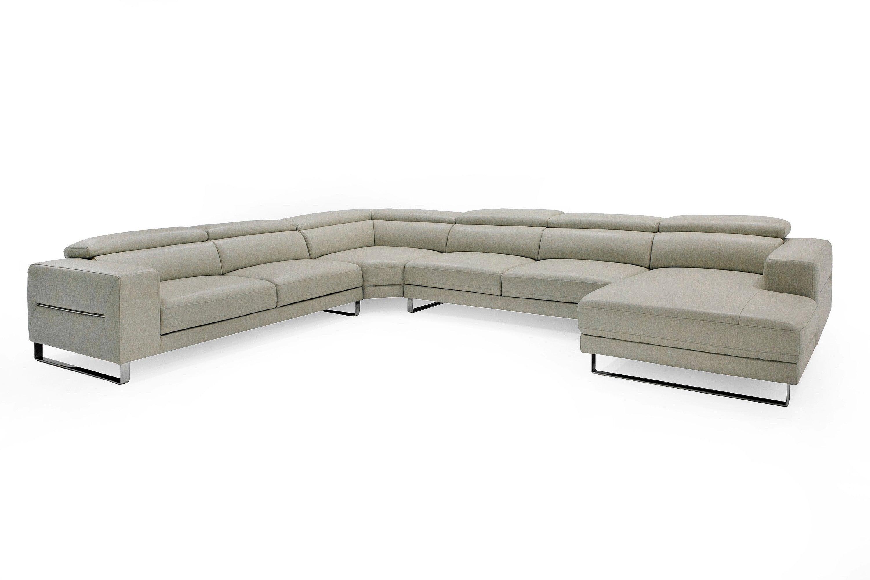 Divani Casa Hawkey Contemporary Leather RAF Chaise Sectional Sofa