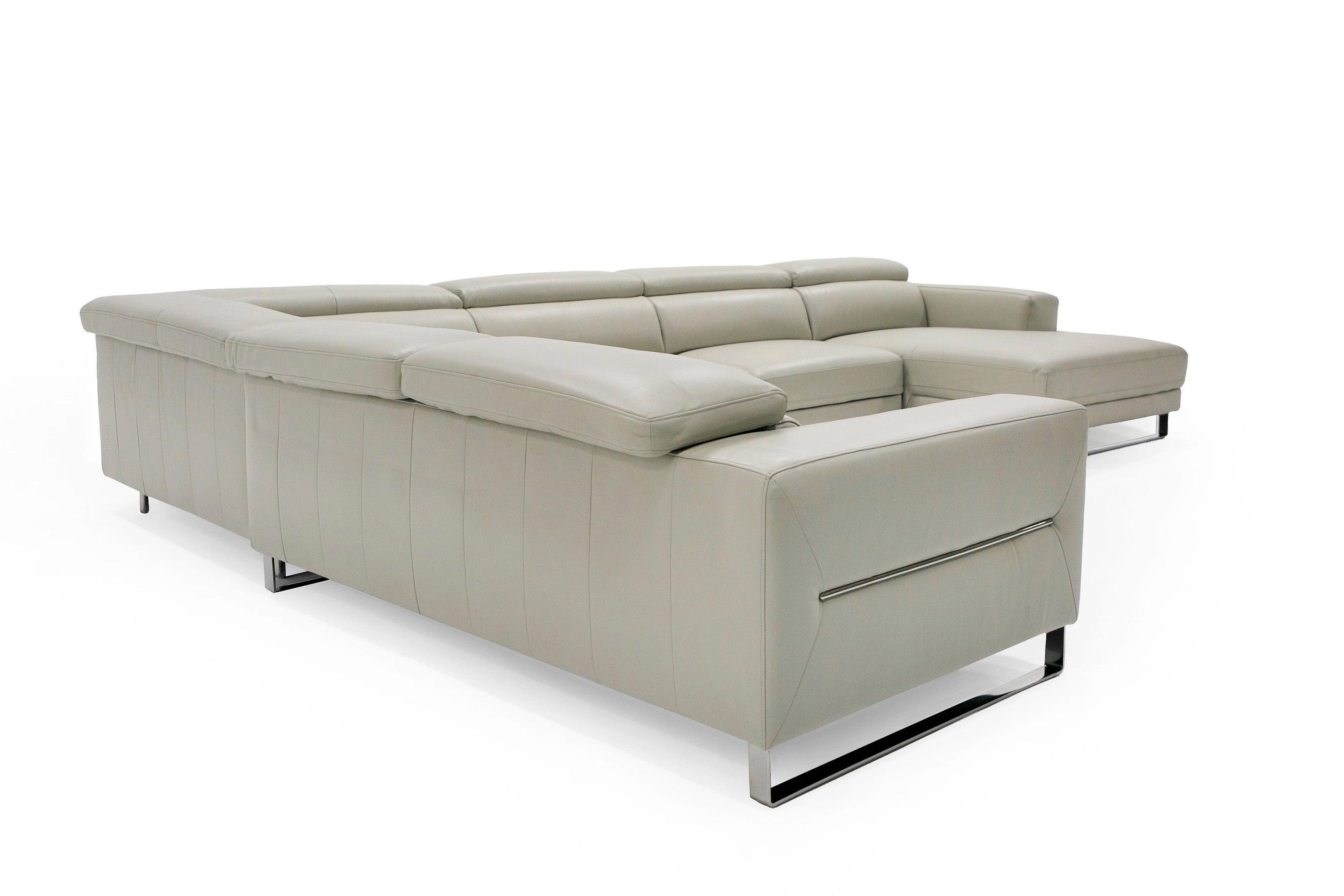 Divani Casa Hawkey Contemporary Leather RAF Chaise Sectional Sofa