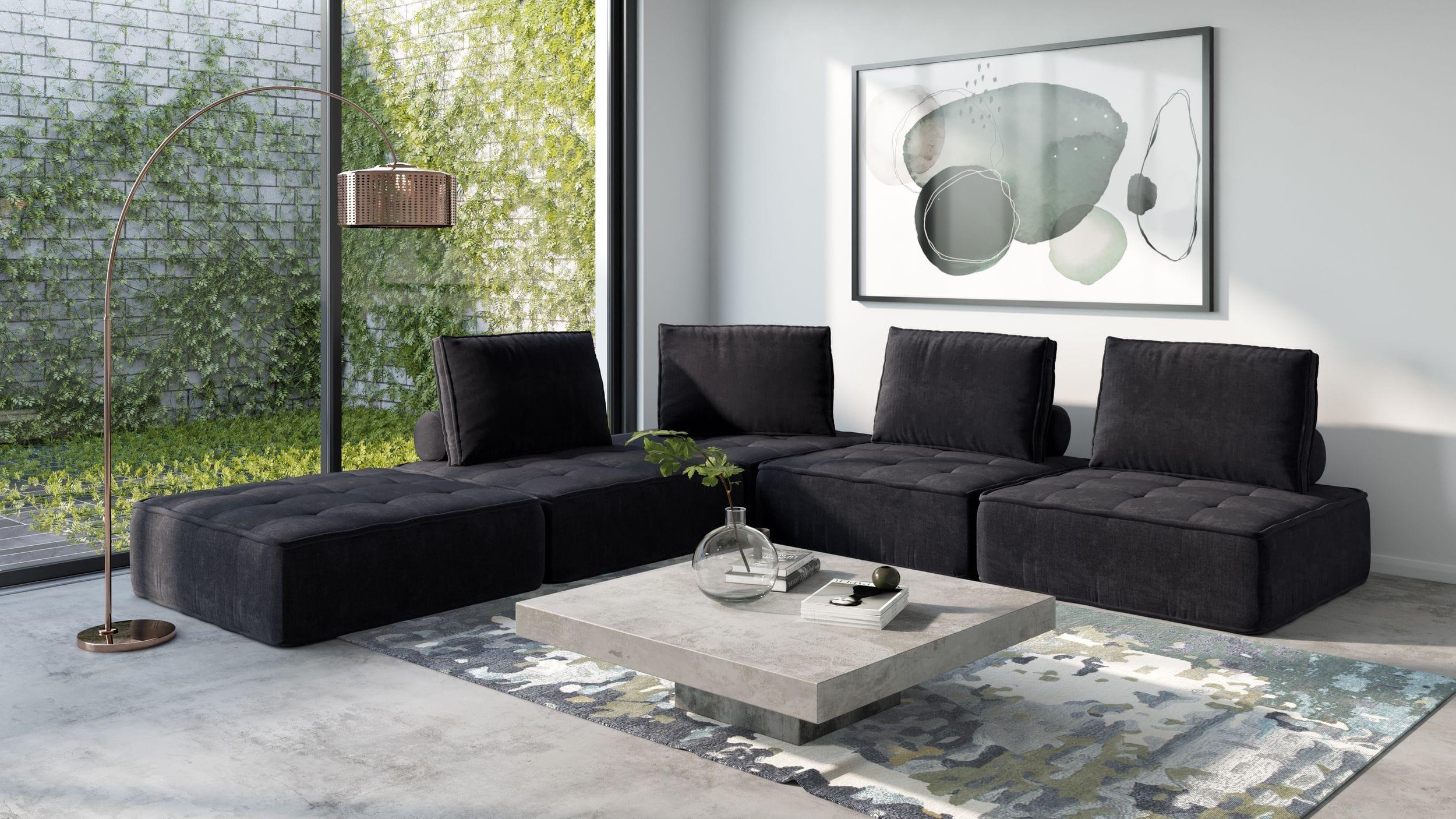 Divani Casa Nolden Modern Fabric Modular Sectional Sofa