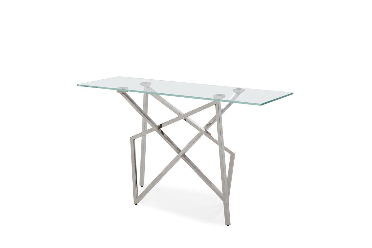 Modrest Hawkins Modern Glass Stainless Steel Console Table