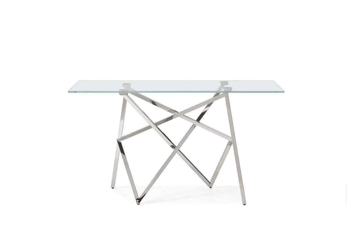 Modrest Hawkins Modern Glass Stainless Steel Console Table