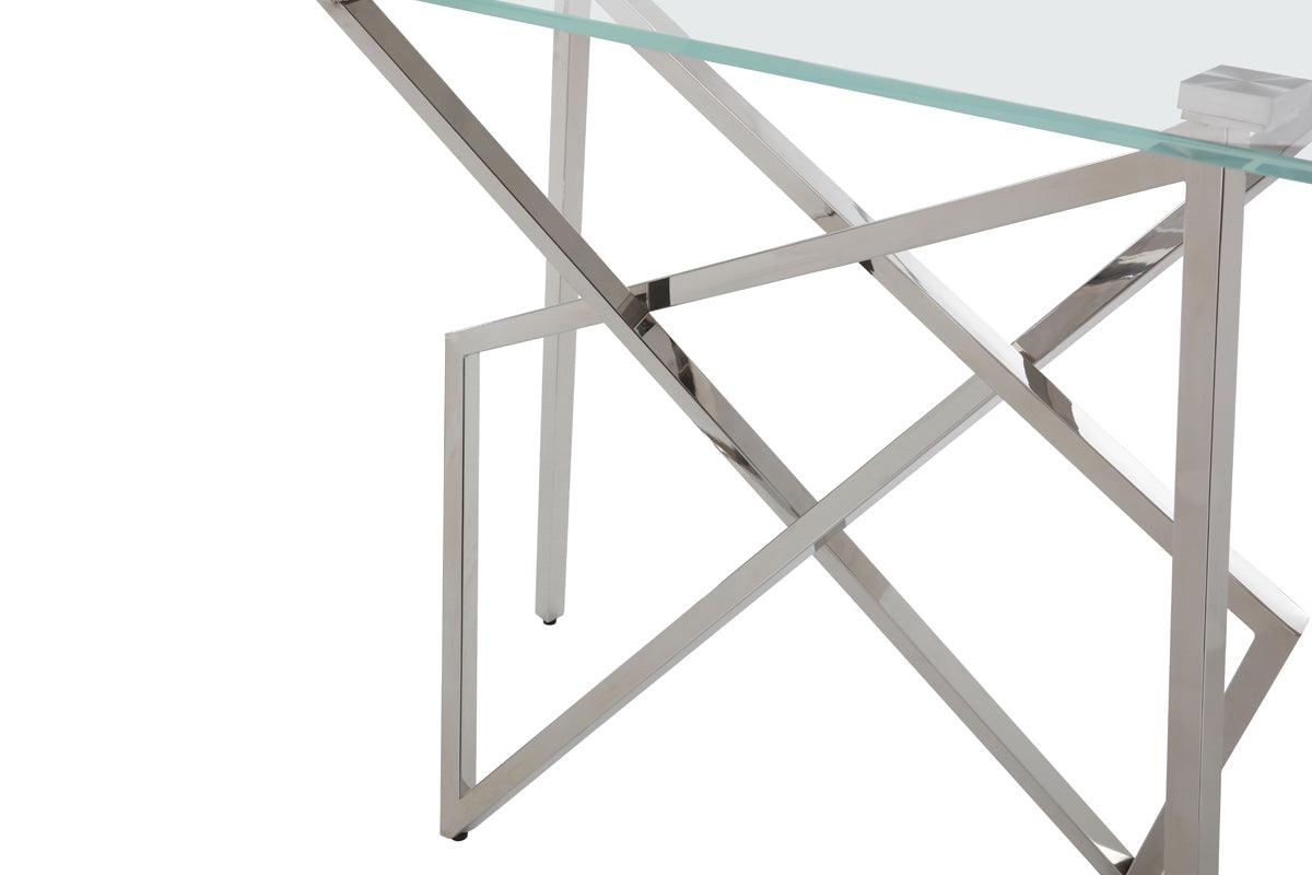 Modrest Hawkins Modern Glass Stainless Steel Console Table