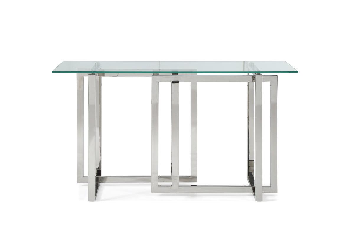 Modrest Valiant Modern Glass Stainless Steel Console Table